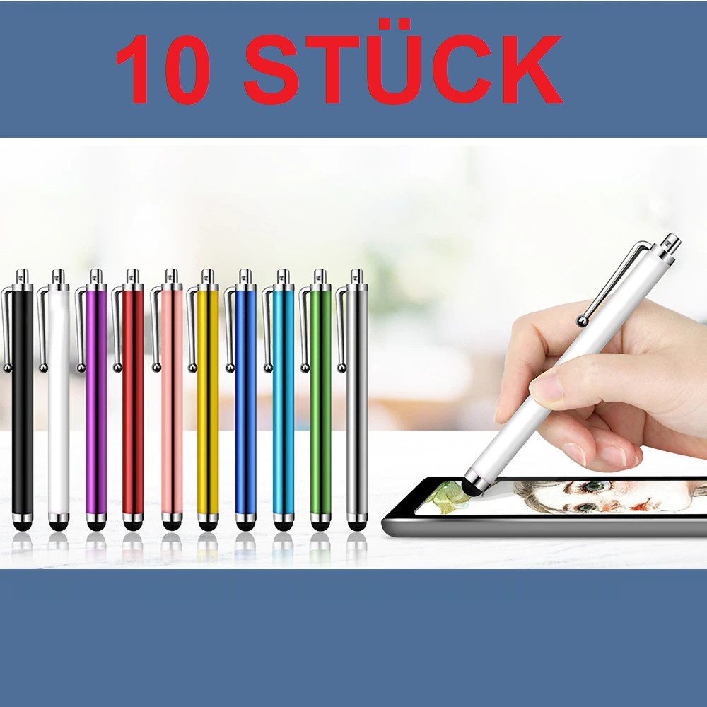 SpionProfi Eingabestift 10x Eingabestift Touchstift Handy Tablet Smartphone Universal TouchPen (10-St) Klein, handlich und ideal für präzises Tippen auf Touchscreen-Geräten