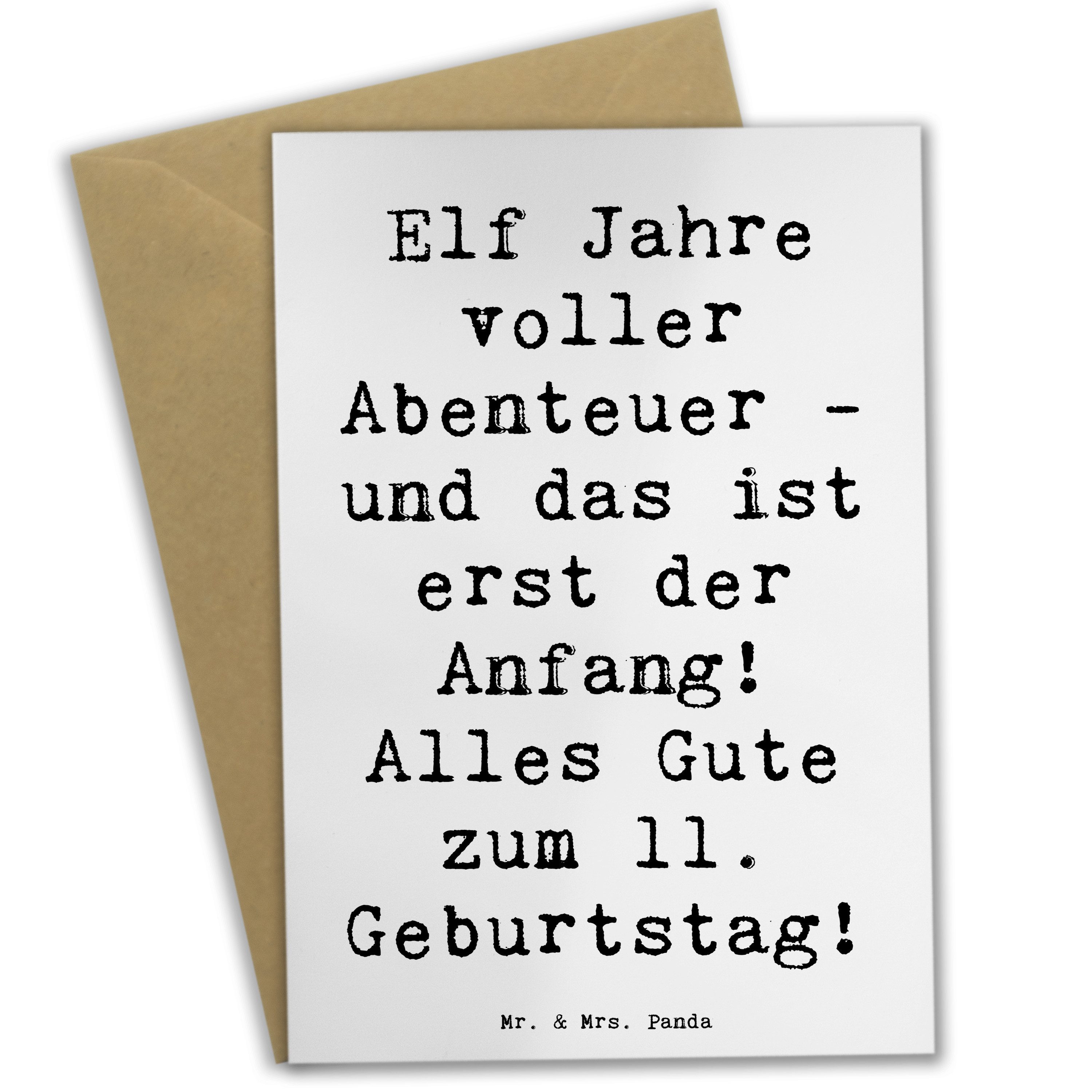 Grußkarte Spruch 11. Geburtstag Abenteuer - Weiß - Geschenk, liebevolles Detail