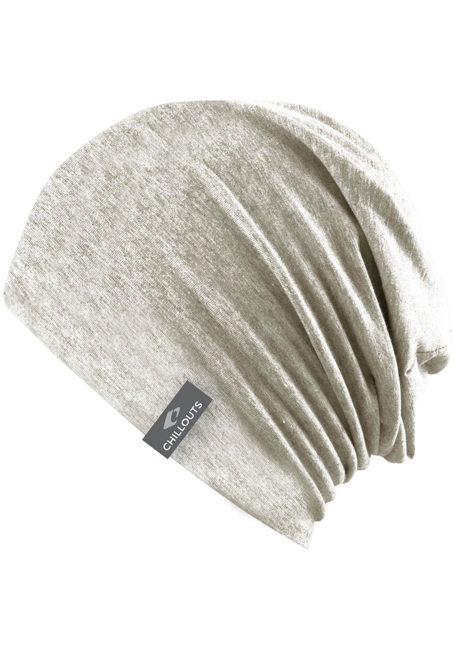 chillouts Beanie Acapulco Hat lässiger Long-Beanie-Look, Baumwoll-Elasthan-Mix white-grey
