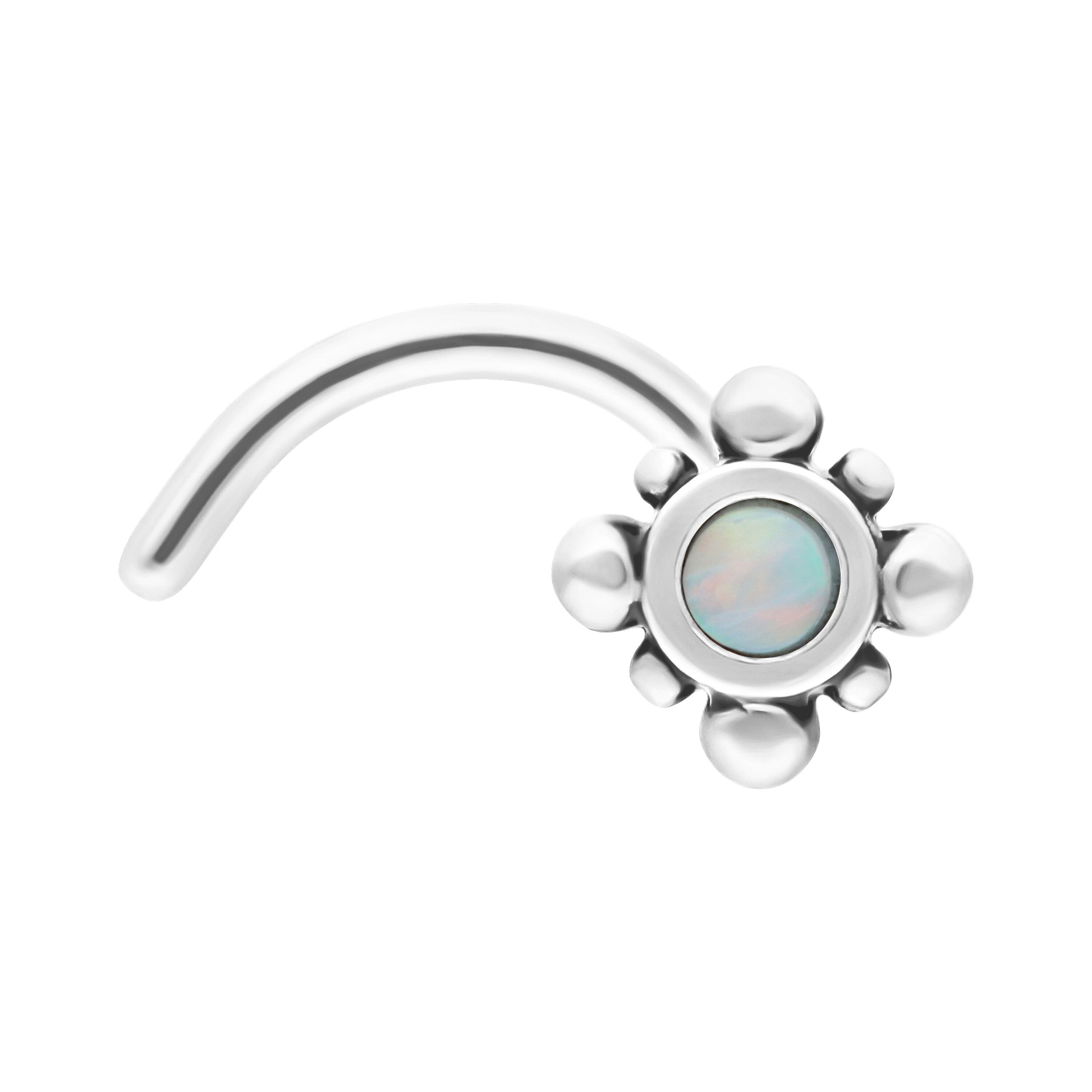 Wildcat Piercing-Set Oriental Synthetic Opal Nosestud für Nase, 1 Stück, Chirurgenstahl 316L, Synthetischer Opal - wasserfest, hautverträglich