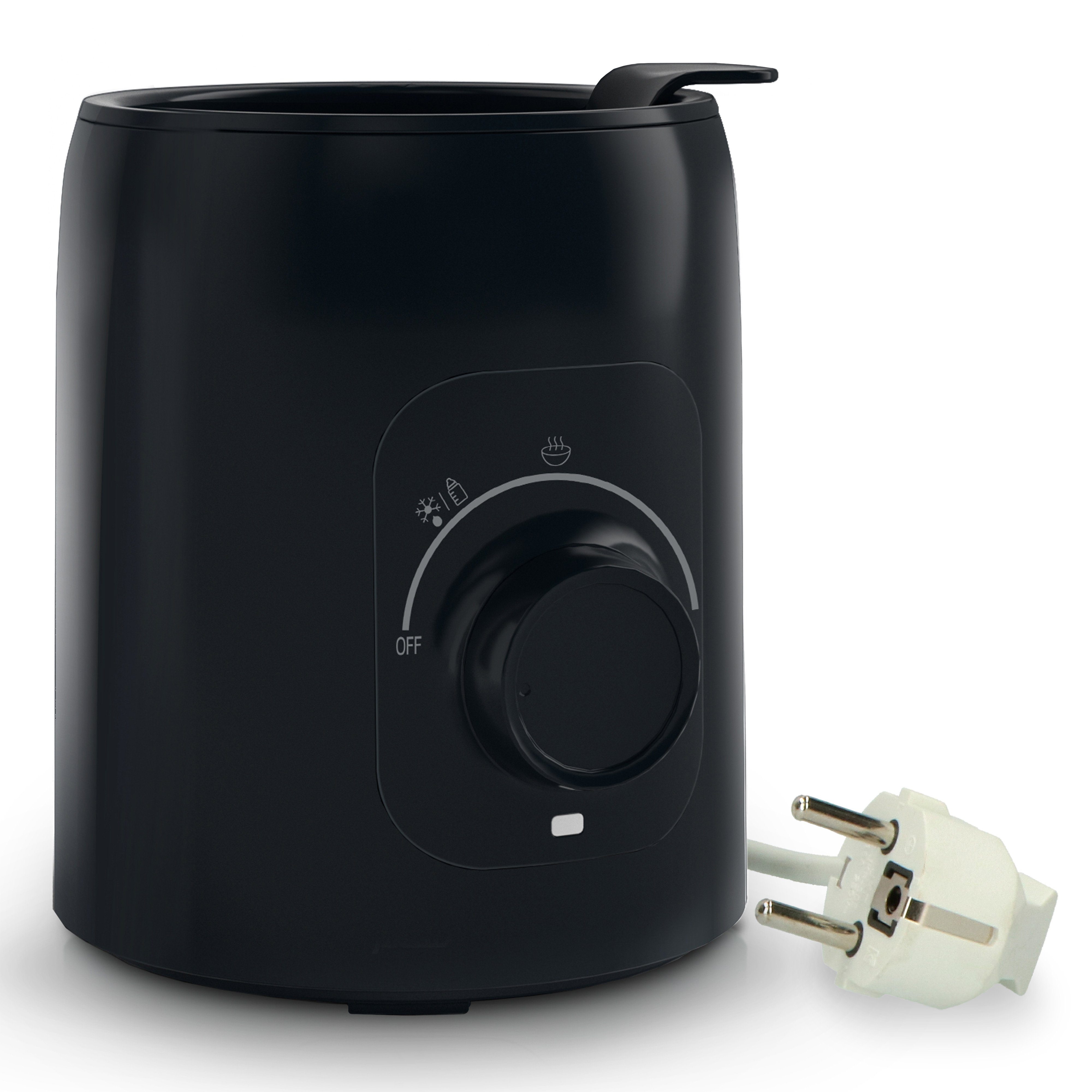 Alecto Flaschenwärmer BW600BK, Flaschenwärmer Schwarz, 150ml in 5 Min., Warmhalte-Fkt, BPA-frei