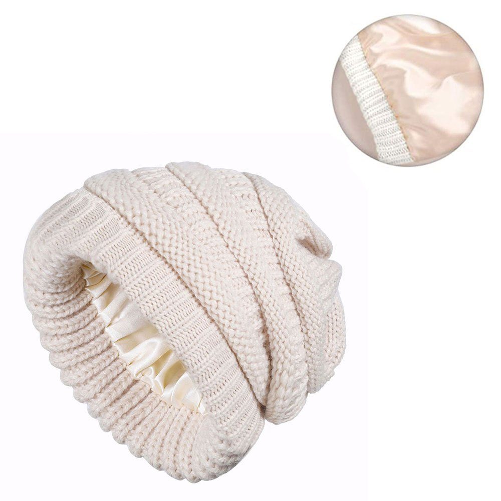 CTGtree Strickmütze Damen Wintermütze Beige Warme Beanie (1-St) Mütze