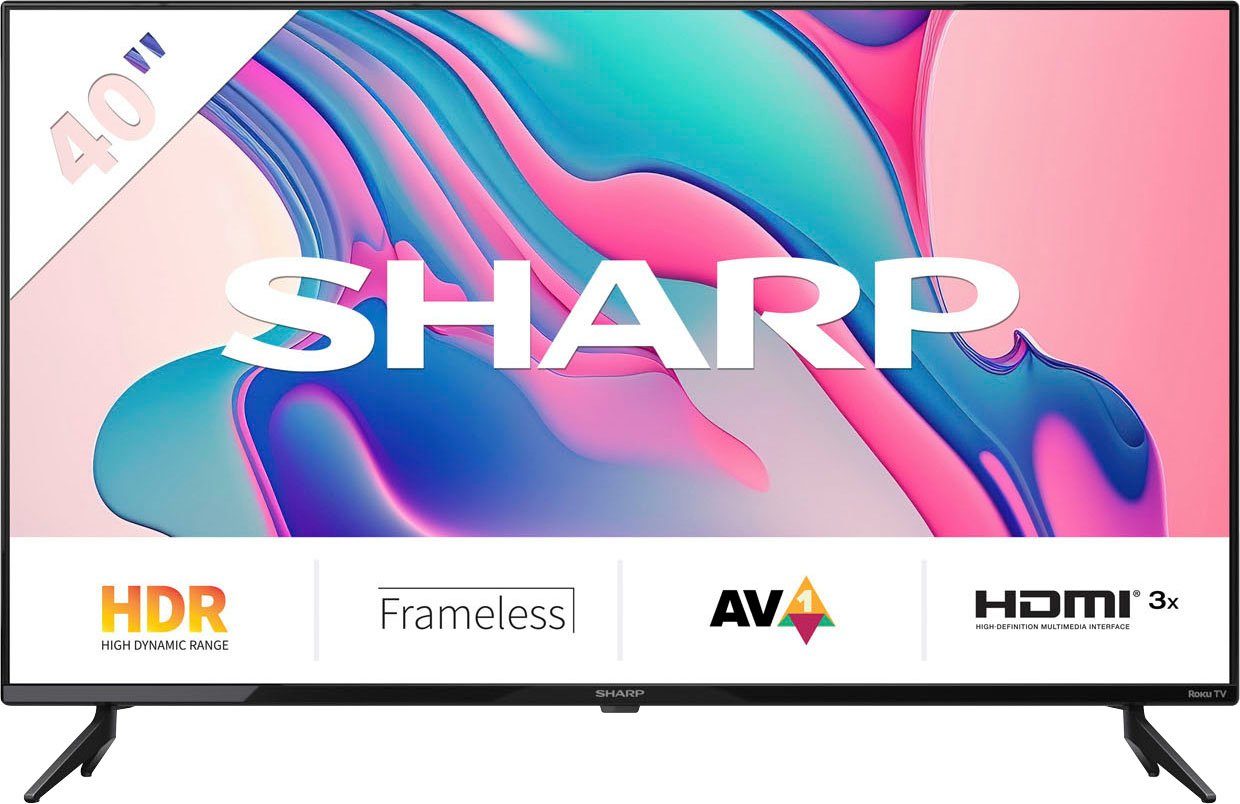 Der Ausverkauf ist da! Sharp 2T-C40FDx LED-Fernseher Full (100 Smart-TV, verfügbar, Zoll, in nur Rahmenlos, Dolby HD, Digital) cm/40 HDR10, Deutschland TV Roku