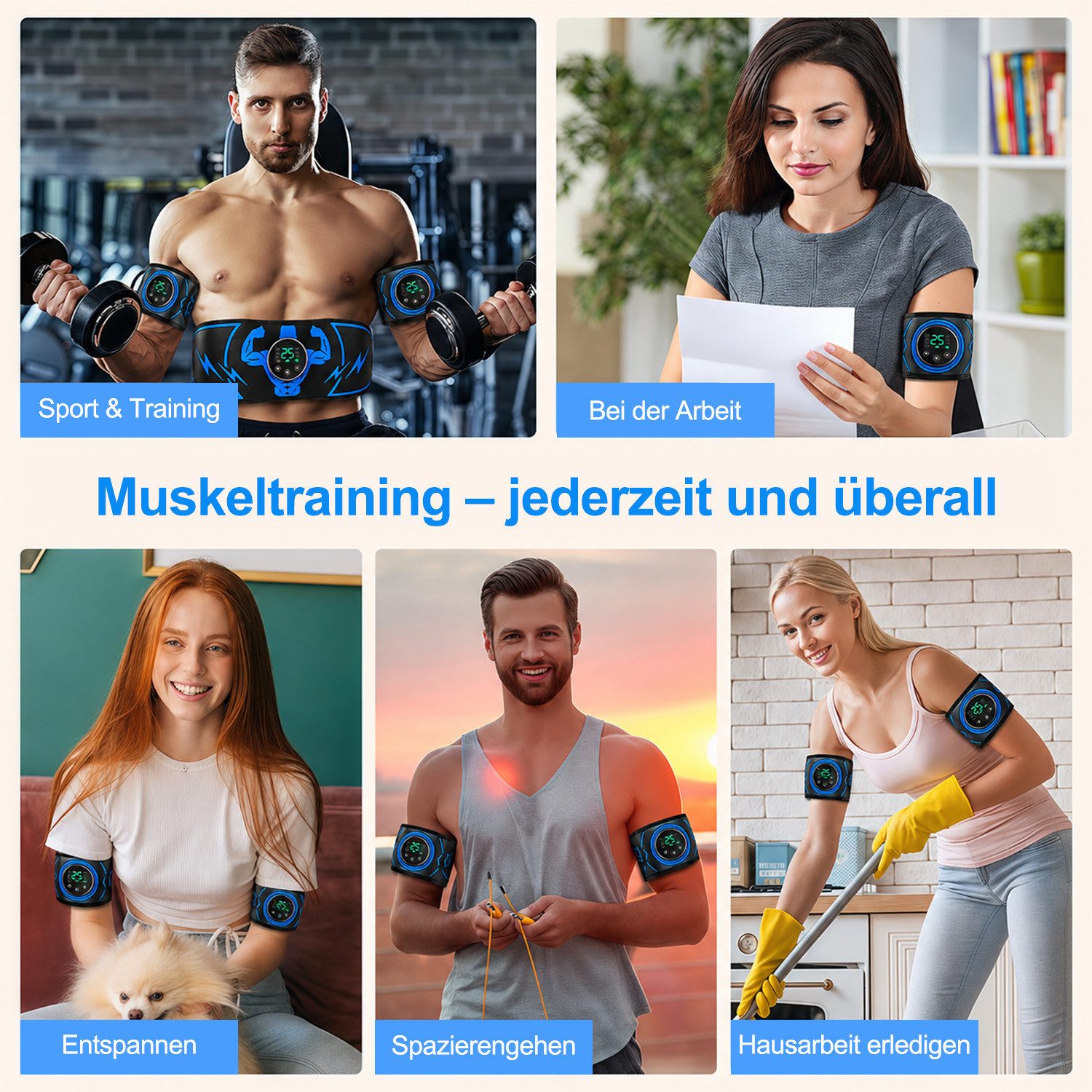 MOPUEA Bauchtrainer Bauchtrainer Tragbar Kompakt Für Zuhause (8 Modi 25 Intensitätsstufen Individuell Einstellbar, Einfache Bedienung Hautfreundlich Für Alltag  – Bild 4 von 5