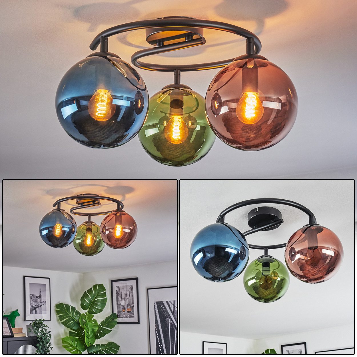 hofstein Deckenleuchte Deckenlampe aus Metall/Glas in günstig online kaufen
