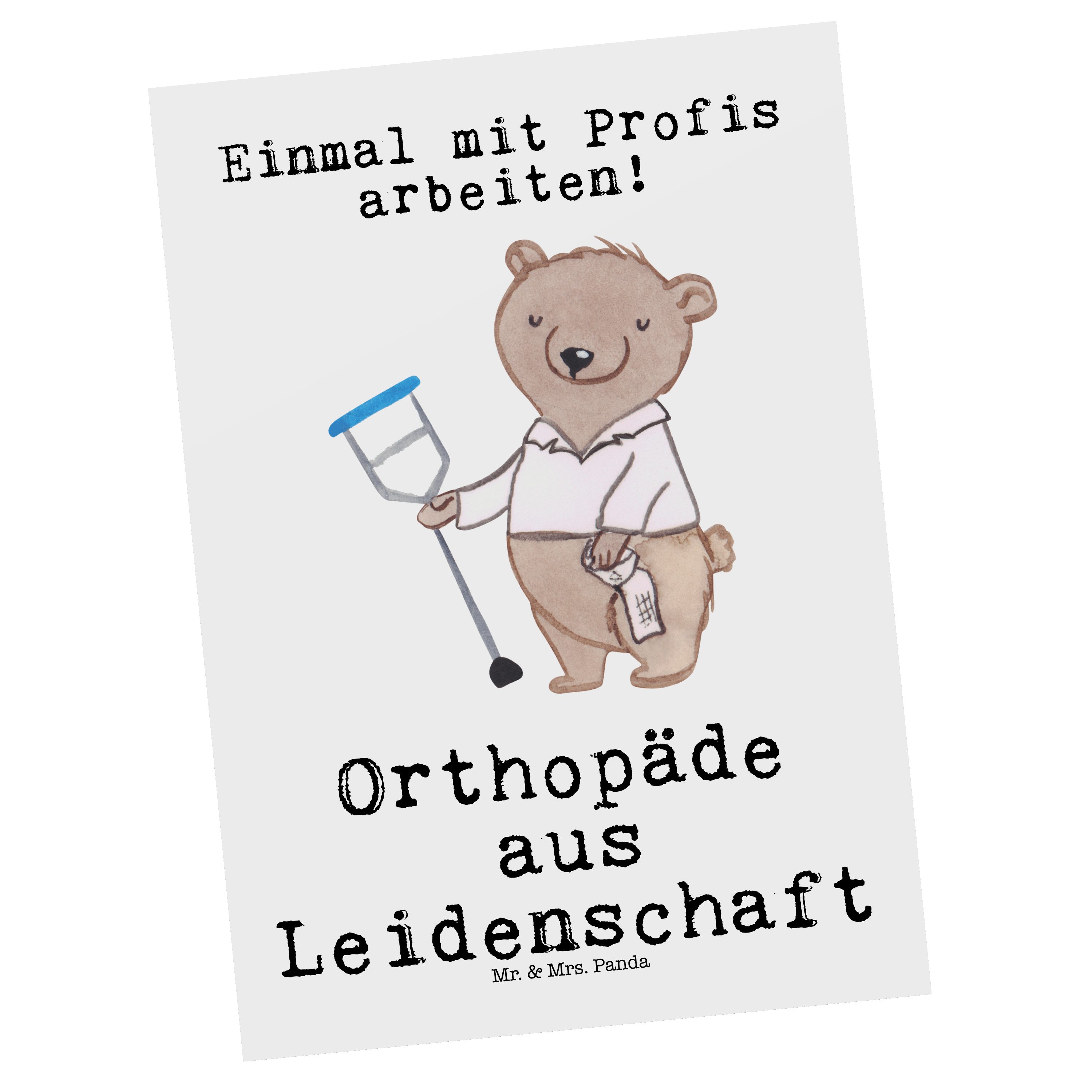 Panda Geschenk, Mr. Beruf, Deko, - & Weiß Postkarte Orthopäde Eröffnung - Leidenschaft aus Mrs.