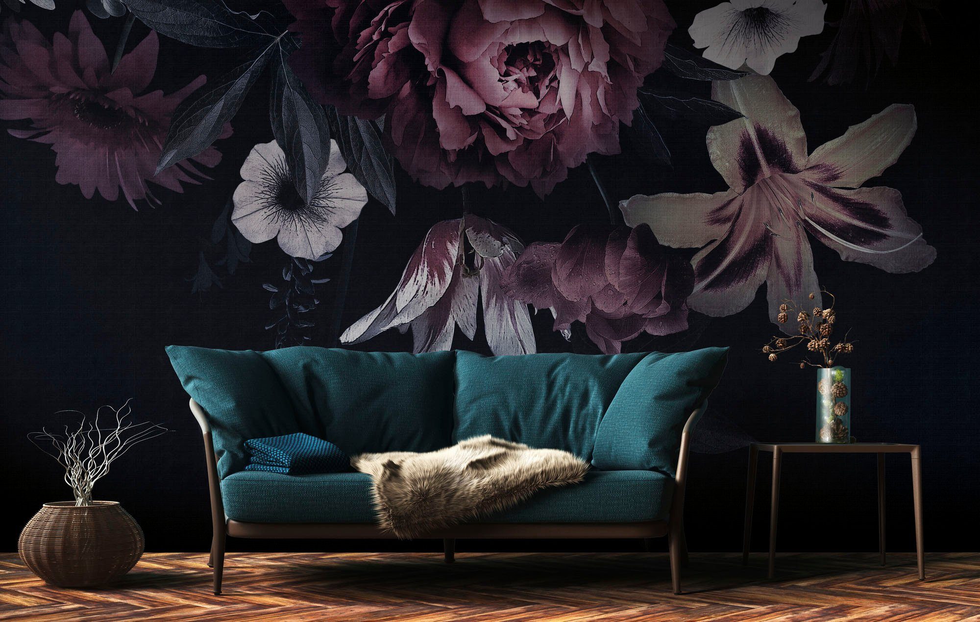 living walls Fototapete The Wall, glatt, floral, geblümt, natürlich, Fototapete Floral Tapete Blume Tapeten Wohnzimmer Design Kinderzimmer
