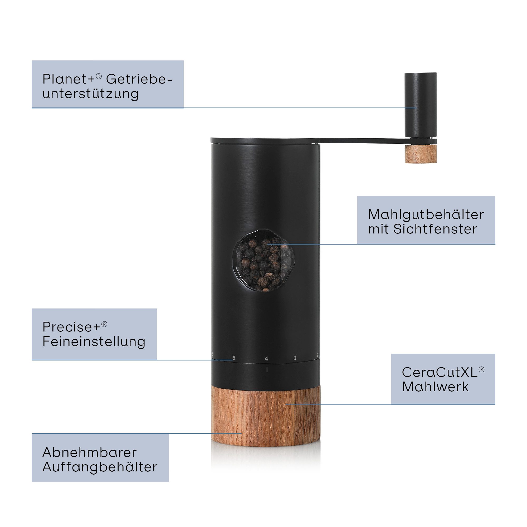 AdHoc Salz-/Pfeffermühle Getriebemühle PowerMill manuell, mit Präzisionsfeineinstellung (ohne Füllung) – Bild 4 von 5