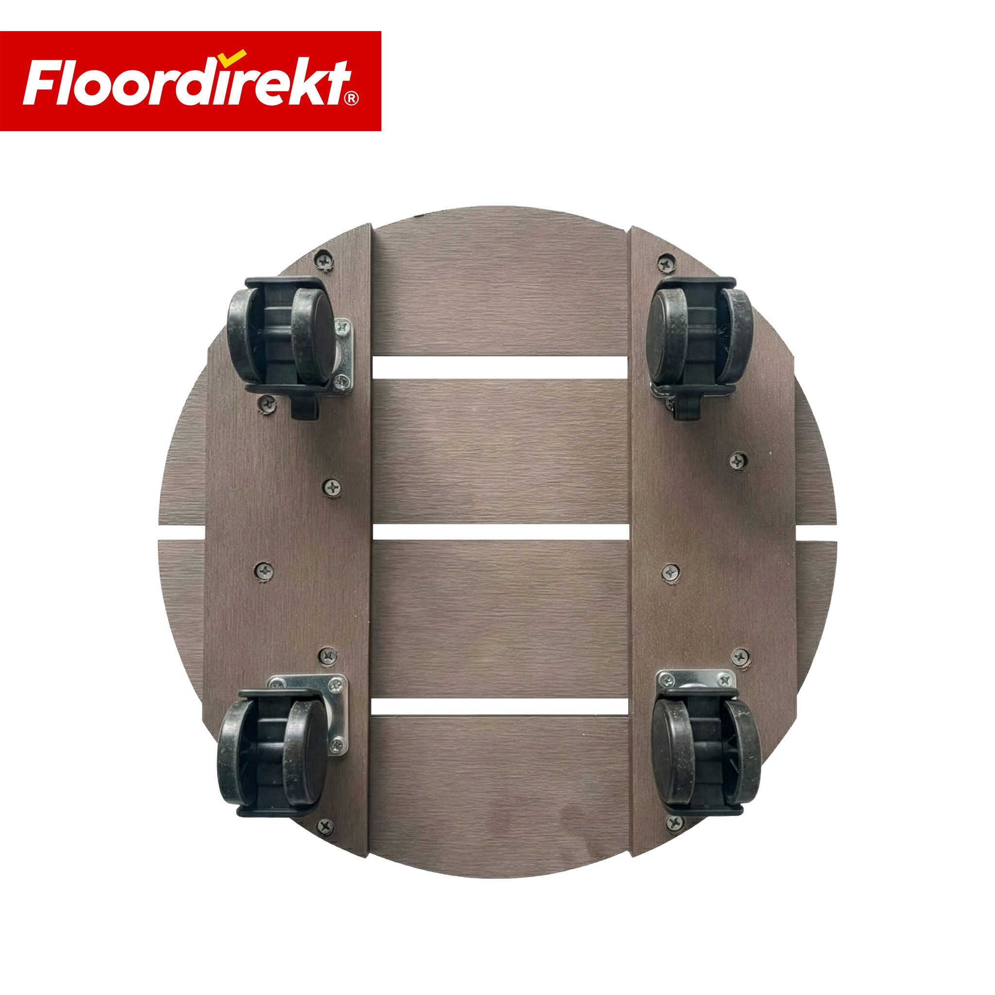 Floordirekt Pflanzenroller Countess, rund aus WPC 30x30 cm, mit Bremse, Rolluntersetzer bis 80 kg, (1-St), stabile 360 Grad Lenkrollen, ideal für Blumentöpfe & Pflanzkübel