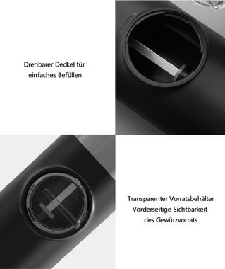 BUMHUM Salz-/Pfeffermühle Salz-/Pfeffermühle Salz und Pfeffermühle Salzmühle 2er Set Elektrisch USB Aufladbar Gewürzmühle mit Keramikmahlwerk,Adjustable Gewürzmühle, mit Wiederaufladbare Batterie und LED Indikator,Chilimühle Grinder