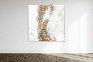 YS-Art Gemälde Exklusiv, Abstrakte Bilder, Struktur Leinwand Bild Handgemalt mit Rahmen in Gold