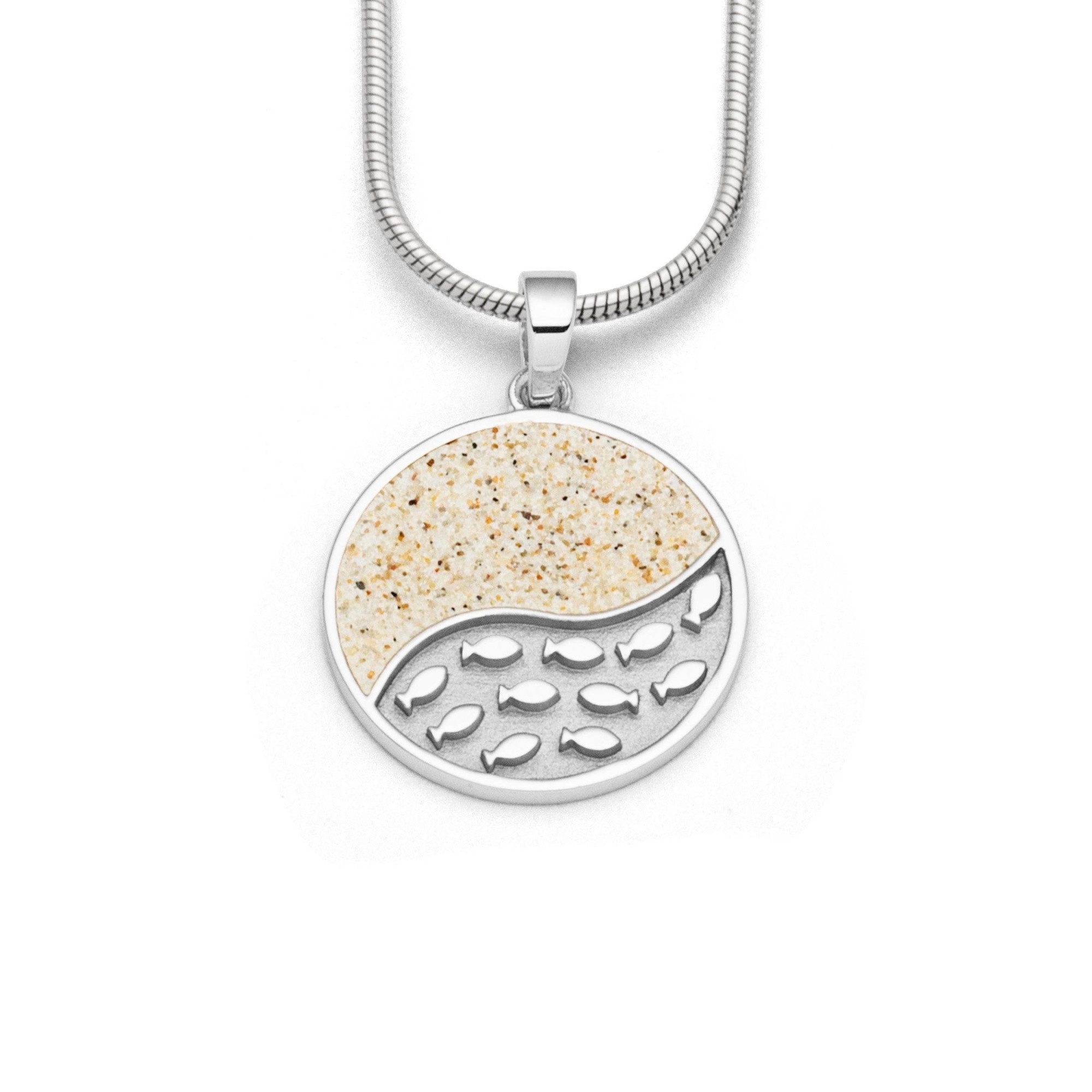 DUR Kettenanhänger Anhänger P3909 Fischschwarm 925 Silber Strandsand® 20 mm