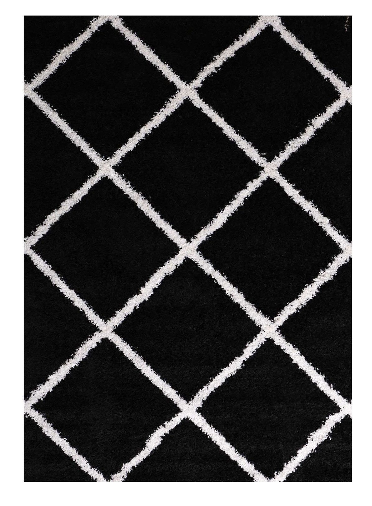 Vimoda Hochflor-Läufer Shaggy Wohnzimmer Rautenmuster Weiss, Rechteckig, Höhe: 30 mm, Langflor, Rauten muster, Skandi Design in Creme – Bild 2 von 5