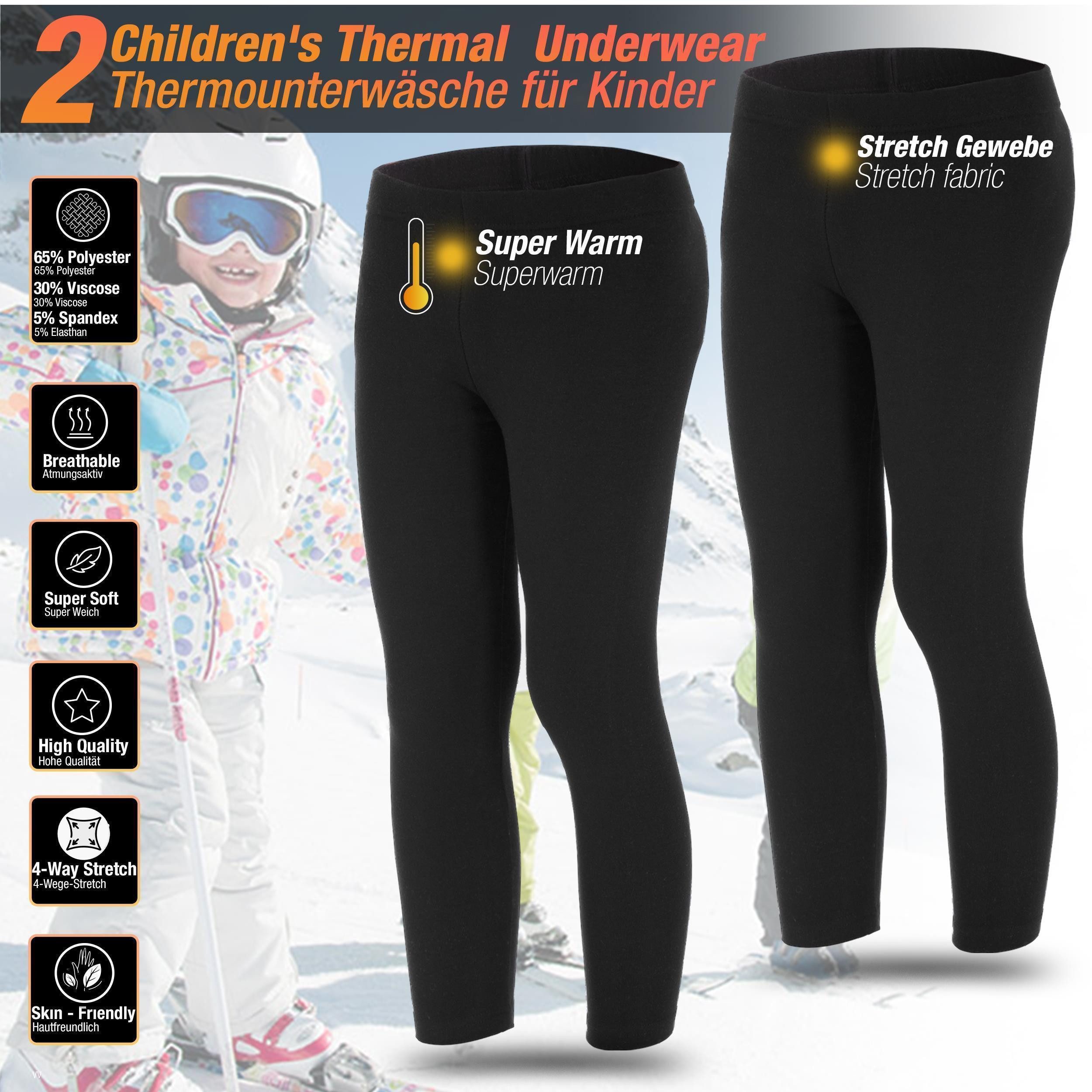 Thermoleggings 2 Kinder Jungen Mädchen THERMO Leggings Unterwäsche mit Fleece warm