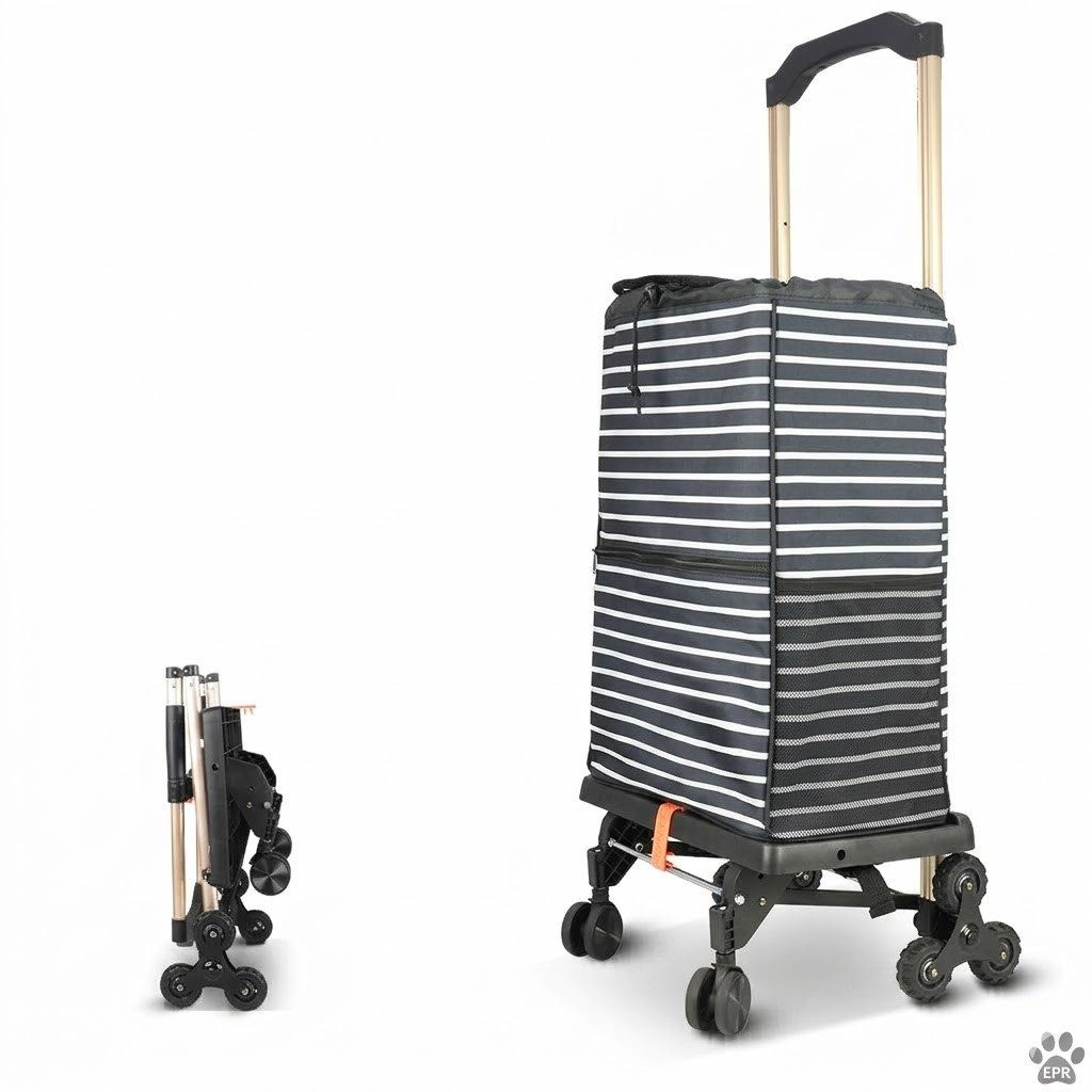 P & K Treppensackkarre 2in1 Treppensteiger-Einkaufstrolley – 50kg Last, faltbar, Sackkarre