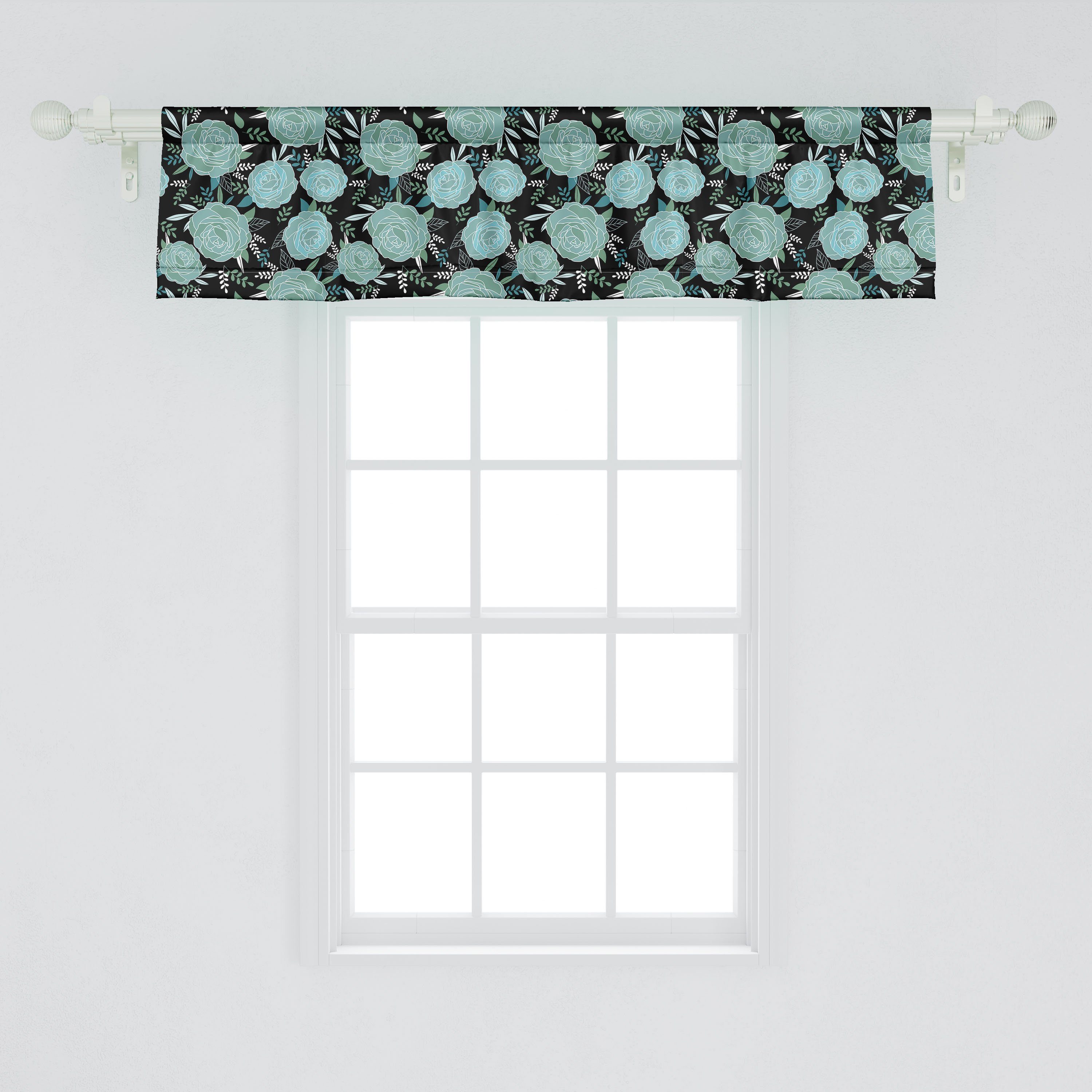 Volant Microfaser, Vorhang Stangentasche, mit Abakuhaus, Dekor Schlafzimmer Scheibengardine Budding für Küche Roses Vintage Style Blumen