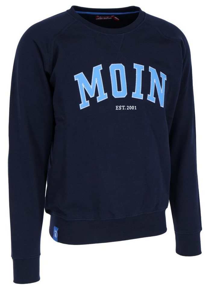 Derbe Rundhalspullover mit aufgenähtem Moin-Schriftzug, DERBE HAMBURG  M-06-CN-MOIN Herren Crewneck Sweatshirt