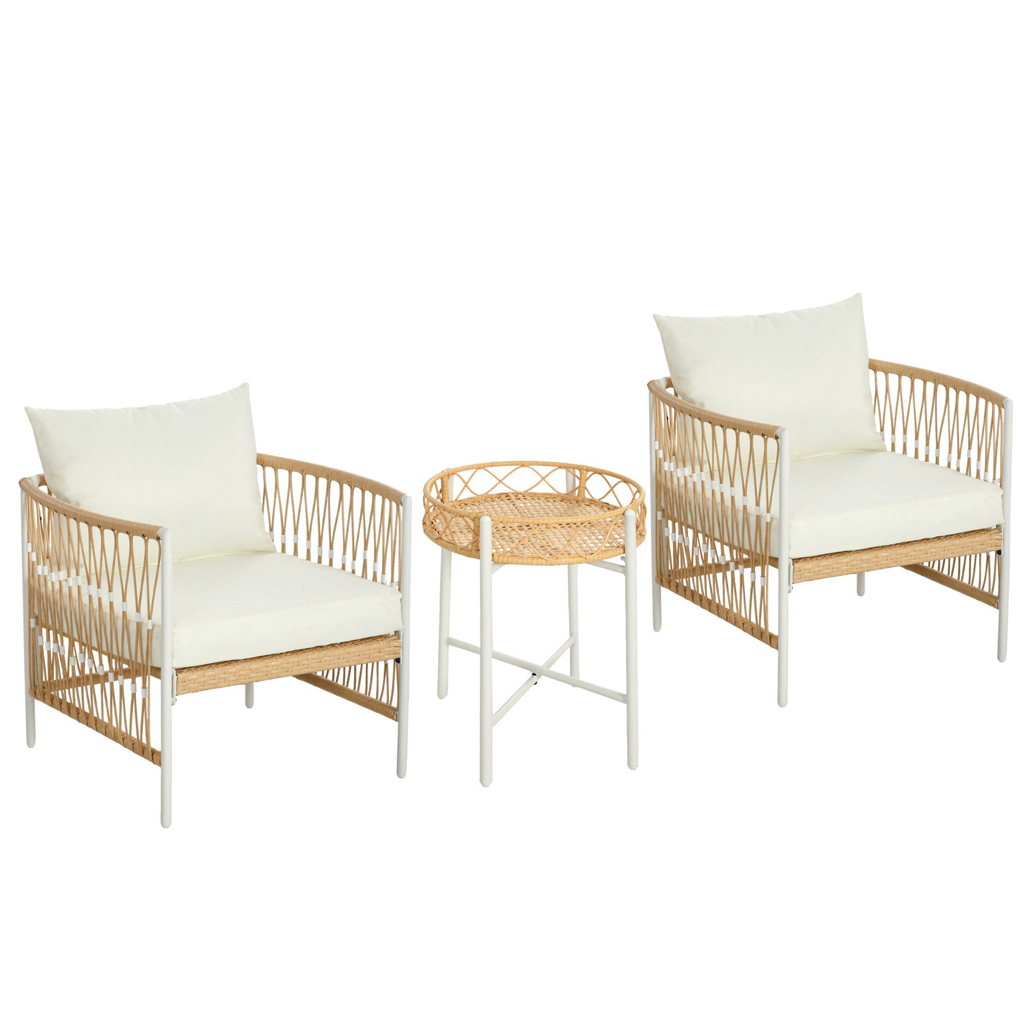 furnicato Gartenlounge-Set 3-teiliges Bistro-Set Gartenmöbel 72x66x64 cm Gelb+Creme, (1-tlg)