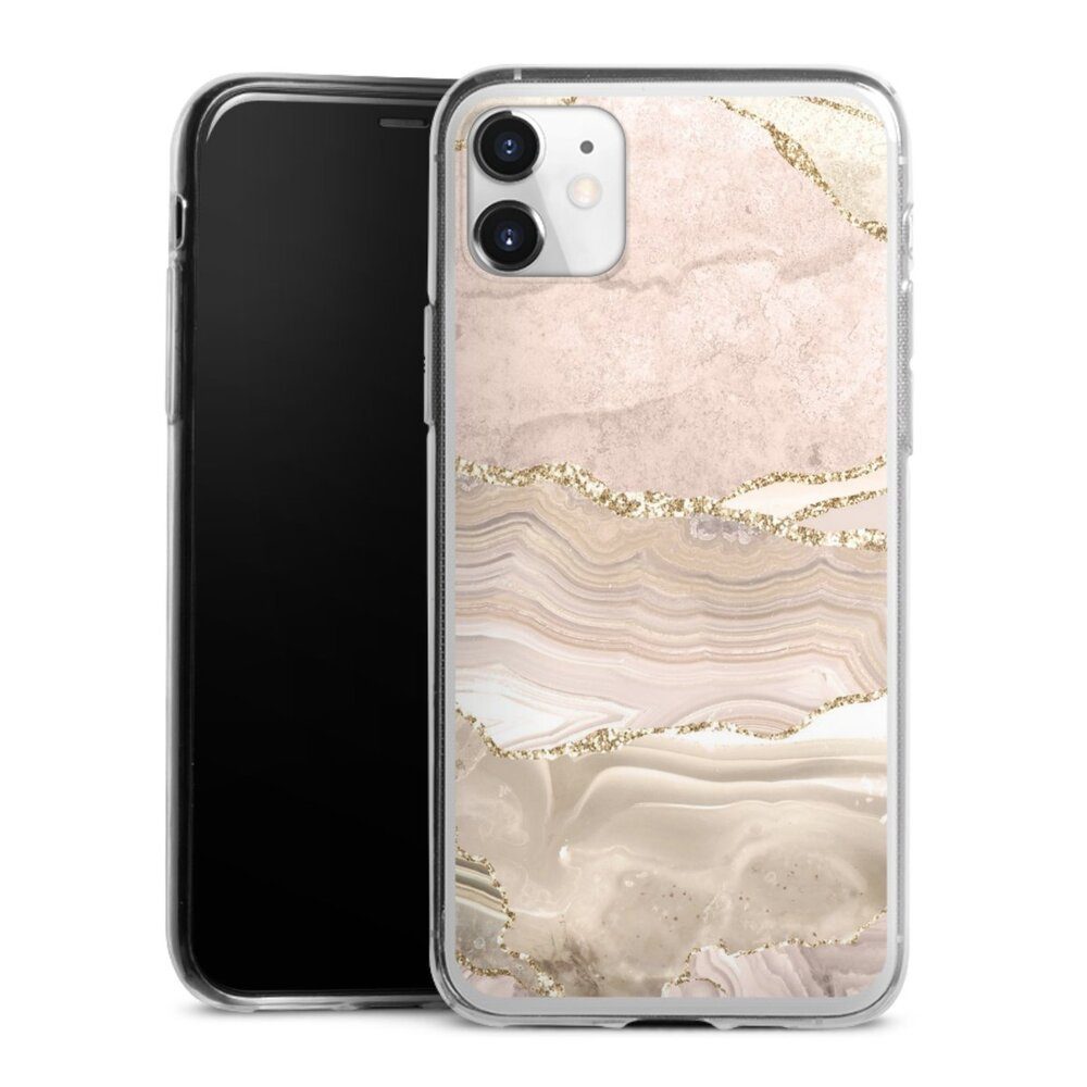 DeinDesign Handyhülle Glitzer Look Marmor Utart Rose Marble Dream Golden Stripes, Apple iPhone 11 Slim Case Silikon Hülle Ultra Dünn Schutzhülle