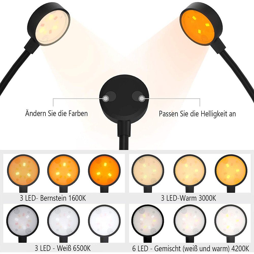 9 Leselampe, GelldG Buchlampe mit Farbtemperatur Schreibtischlampe 4 LED