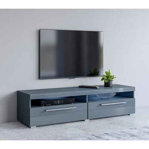 INOSIGN Lowboard India,Breite 140 cm, stilvolle Fernsehschrank mit offenen Fächern, TV-Board ohne Beleuchtung, TV-Kommode mit viel Stauraum