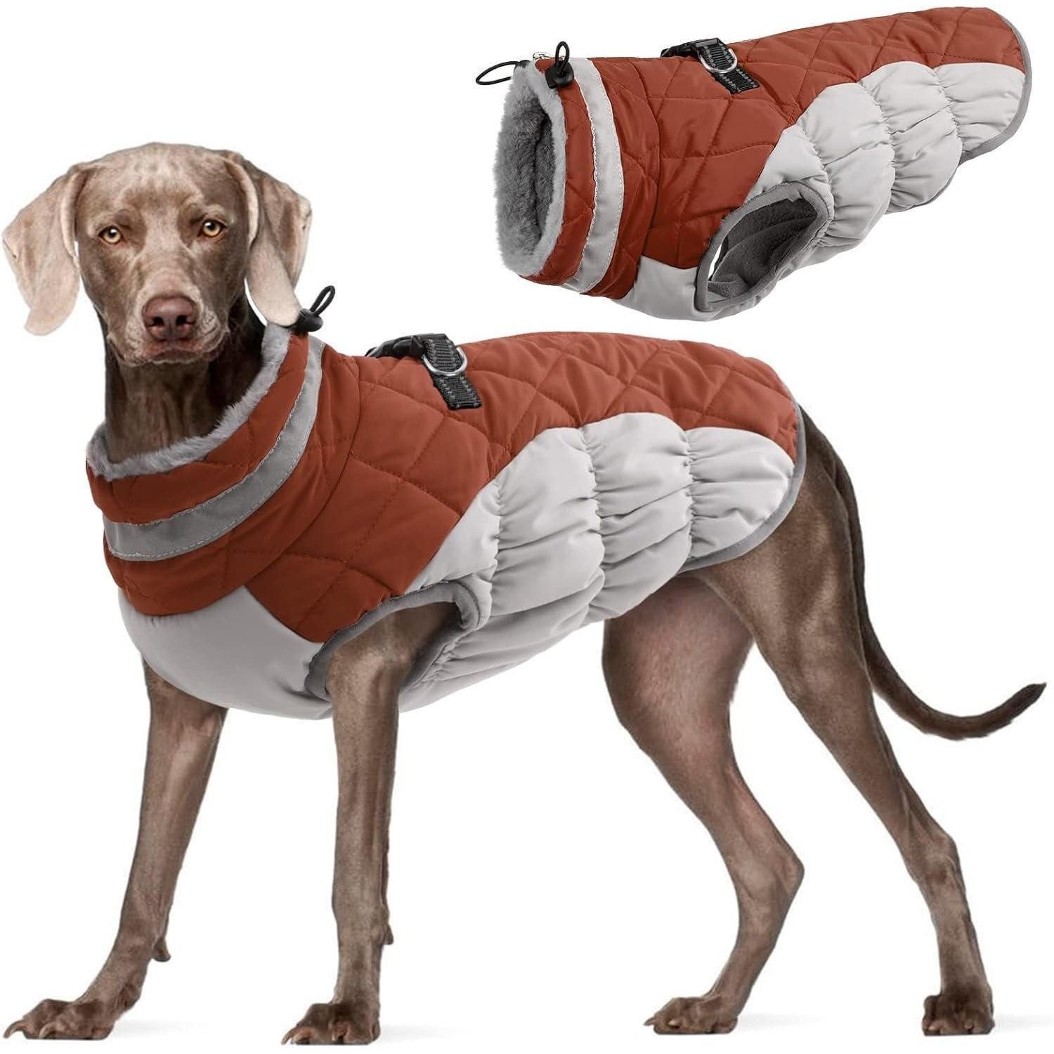 LuxusKollektion Tier-Halstuch Hundejacke Große Hunde Wasserdicht Geschirr Winterweste XXL Braun