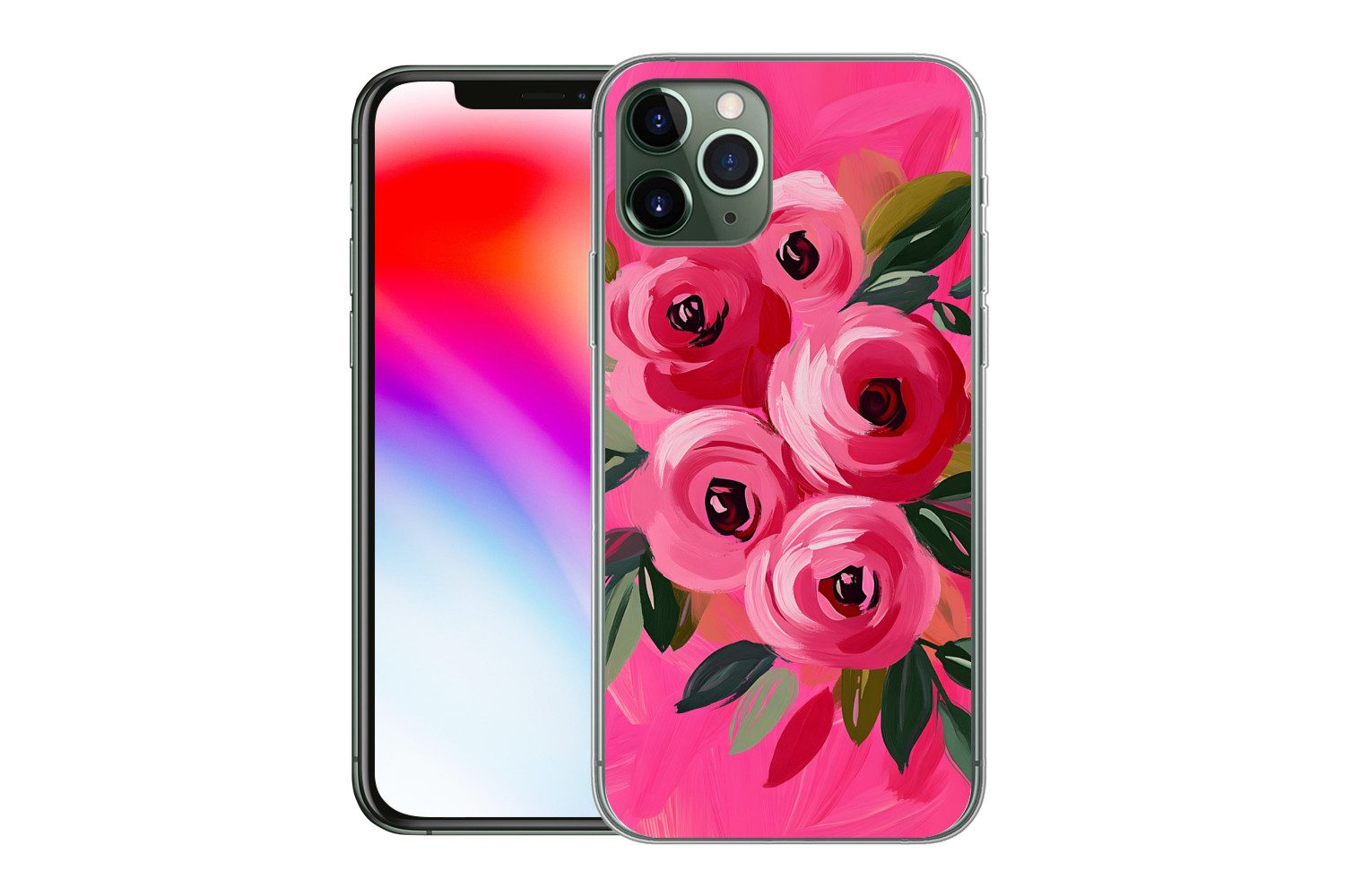 MuchoWow Handyhülle für Apple iPhone 11 Pro Blumen - Farbe - Rosa, Smartphone-Bumper, Print, Handy Schutzhülle Dünn