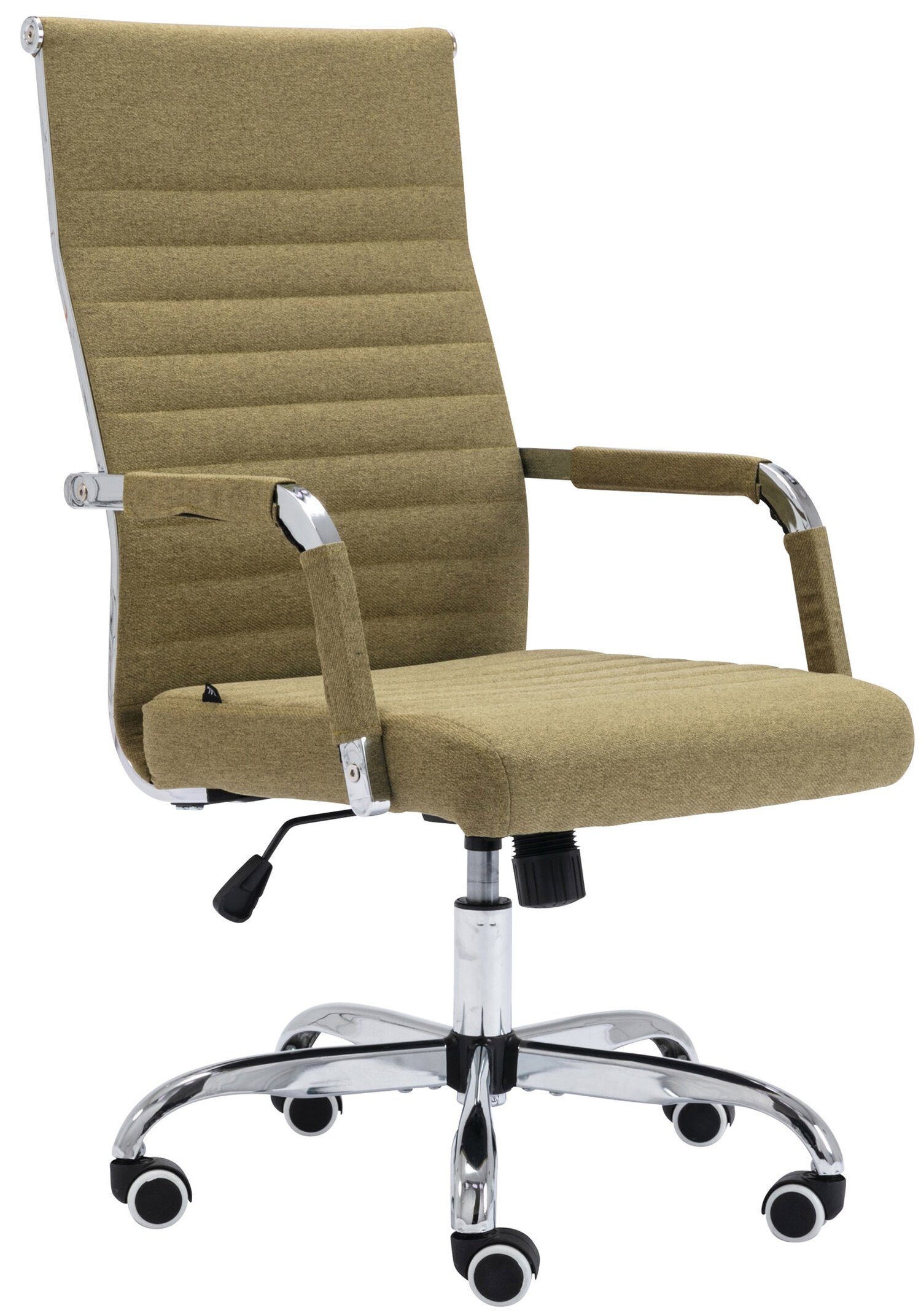 TPFLiving Bürostuhl Amadeus mit bequemer Rückenlehne - höhenverstellbar und 360° drehbar (Schreibtischstuhl, Drehstuhl, Chefsessel, Bürostuhl XXL), Gestell: Metall chrom - Sitzfläche: Stoff grün | Drehstühle