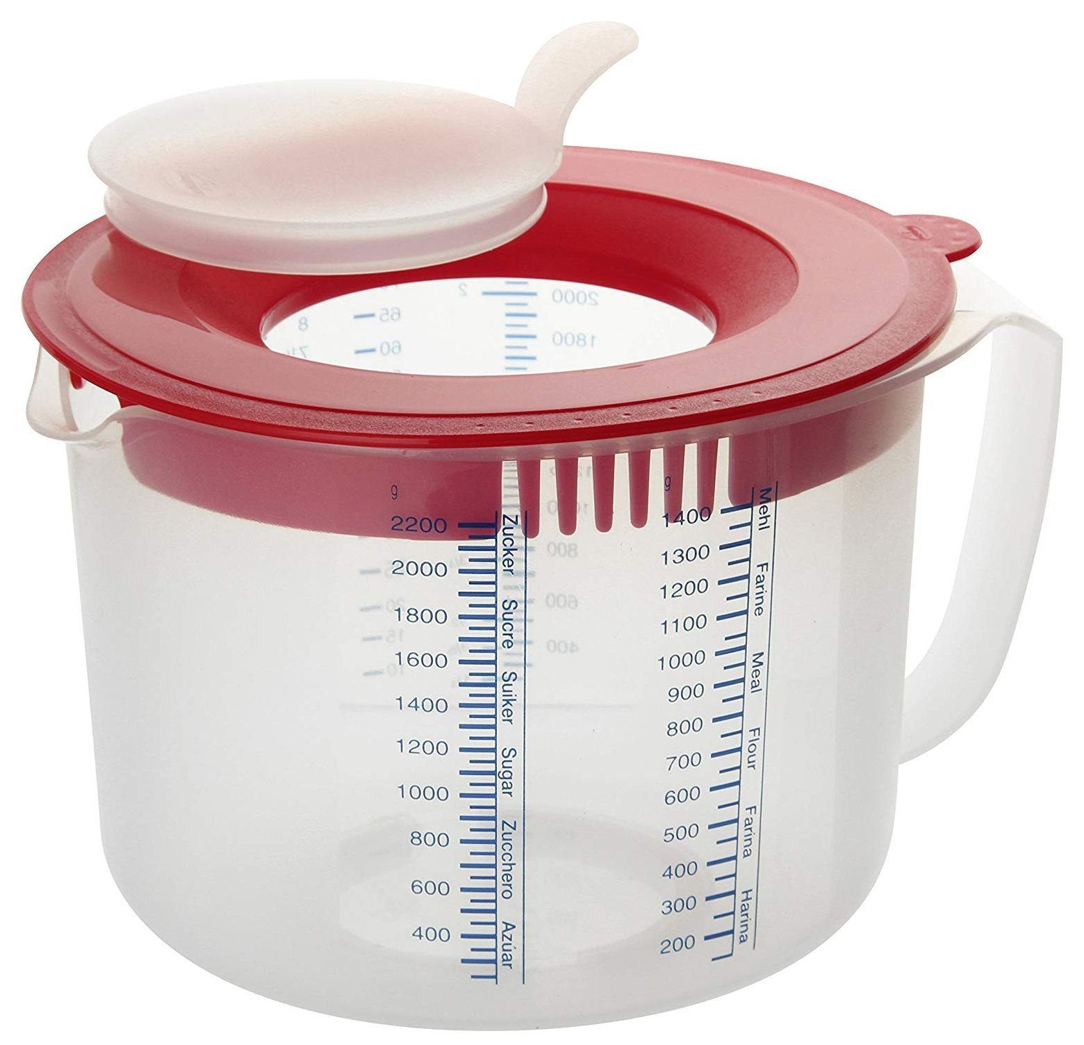 Dr. Oetker Küchenhelfer Rührschüssel Dr. Oetker - Messbecher Rührbecher 2,2Liter (1803 Rot) Spritzschutz, PVC