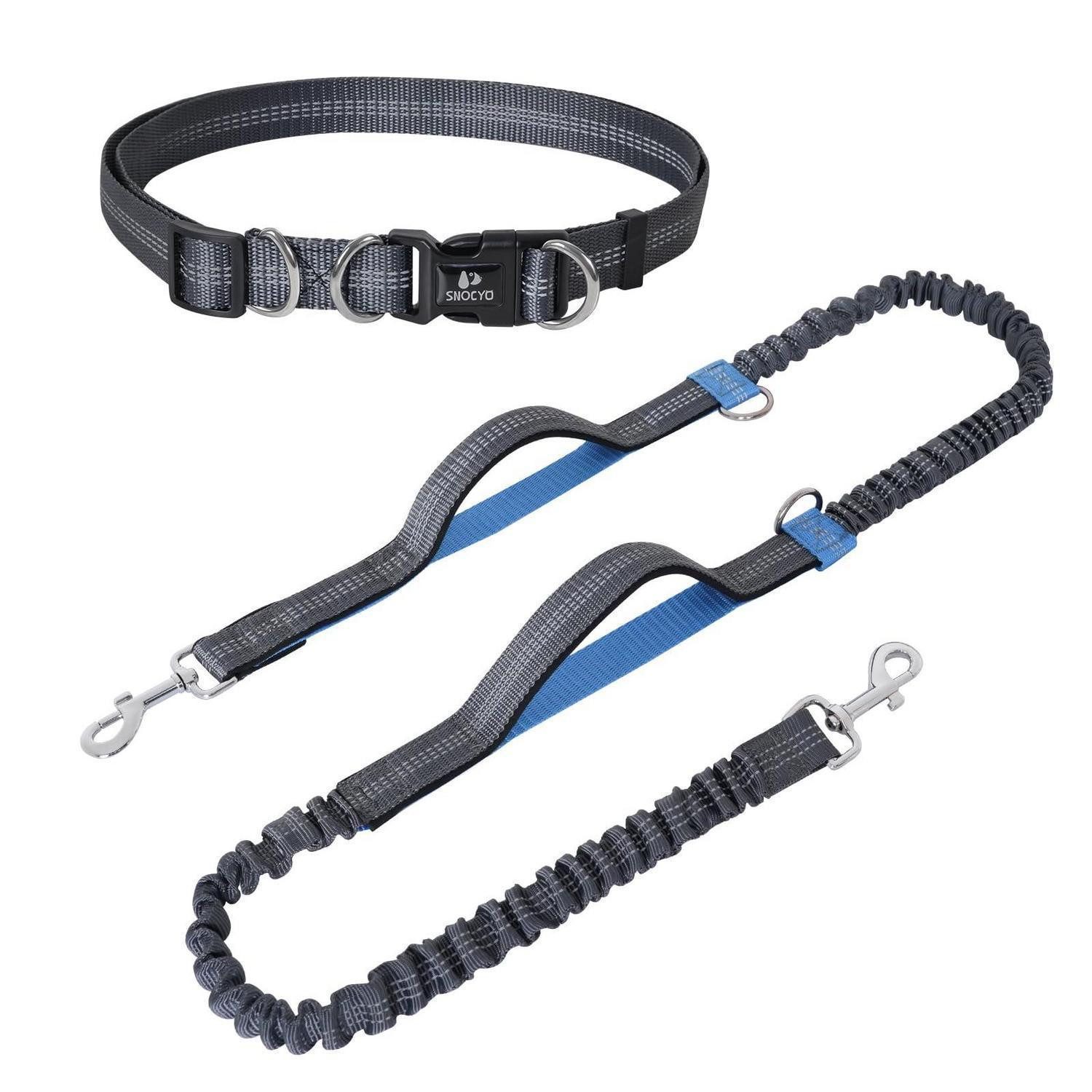 LuxusKollektion Hands-free-Leinen Hundeleine Jogging m. Bauchgurt verstellbar Grau/Blau, Textil (1-tlg)