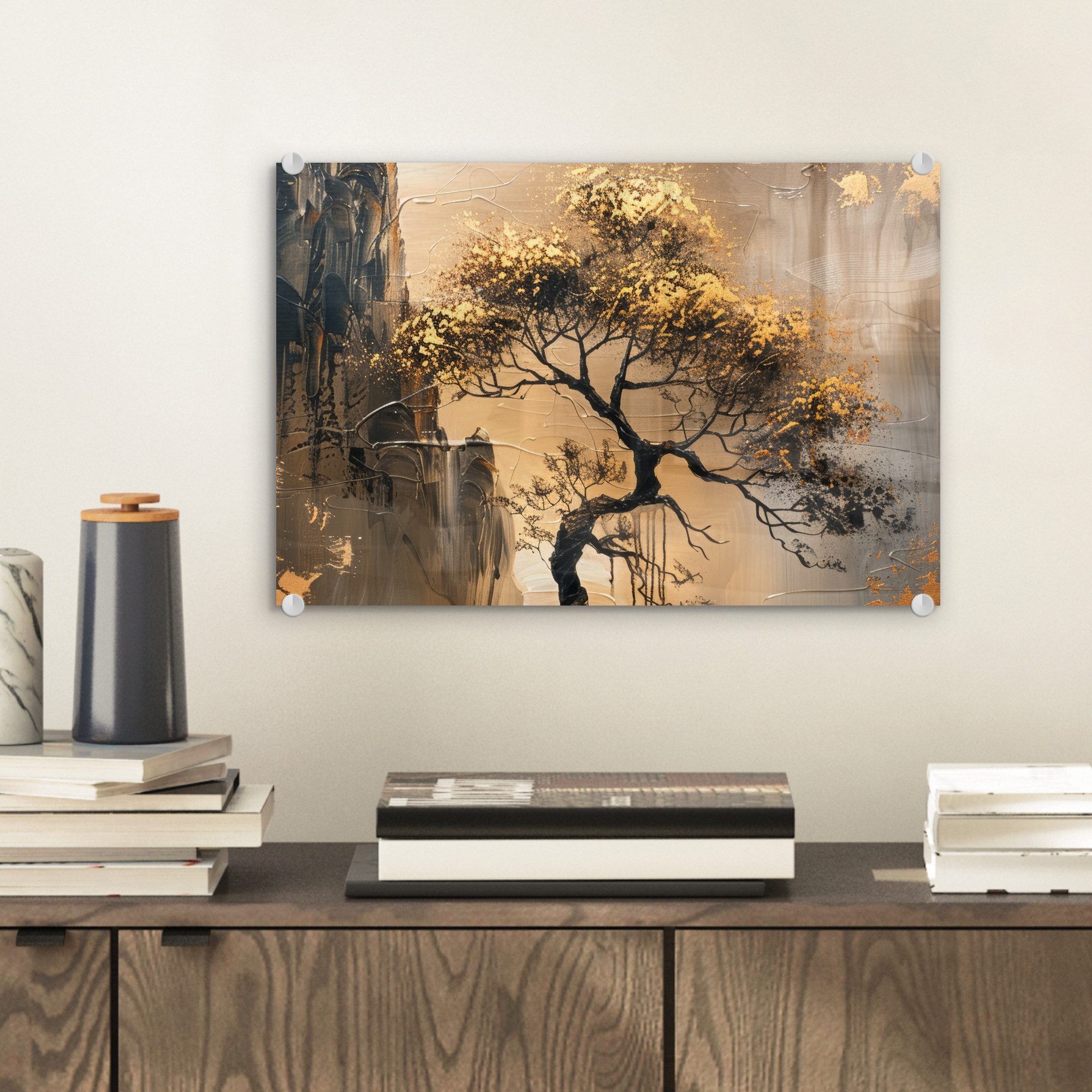 MuchoWow Acrylglasbild Baum - Gold - günstig online kaufen