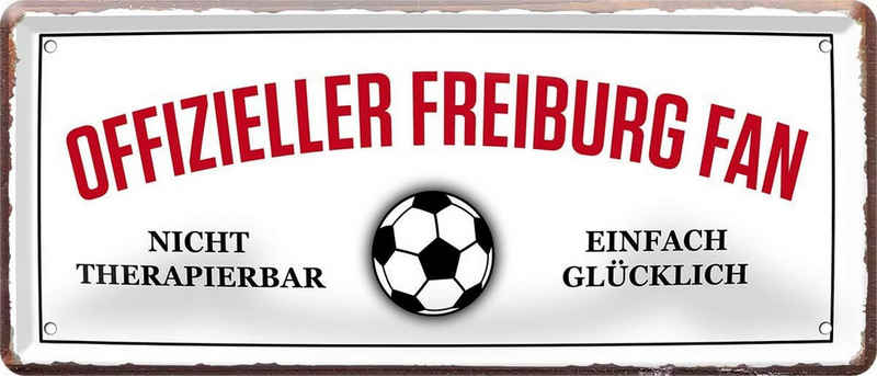 WOGEKA ART Metallbild Offizieller Freiburg Fan - 28 x 12 cm Blechschild Fußball