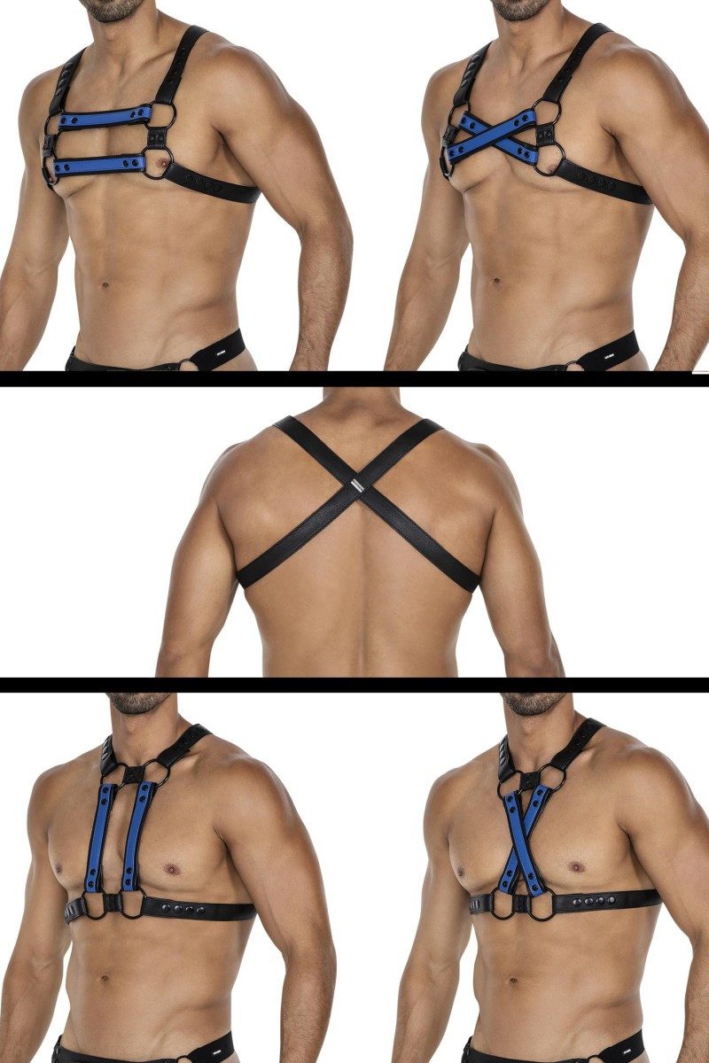 CUT4MEN Body Body Harness in schwarz/blau - One Size