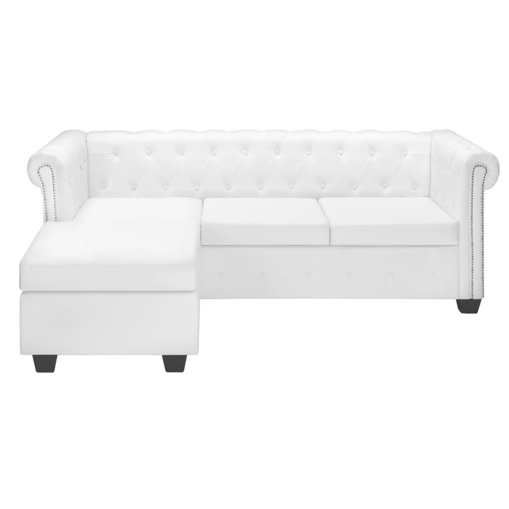 vidaXL Sofa Chesterfield-Sofa L-Form Kunstleder Weiß günstig online kaufen