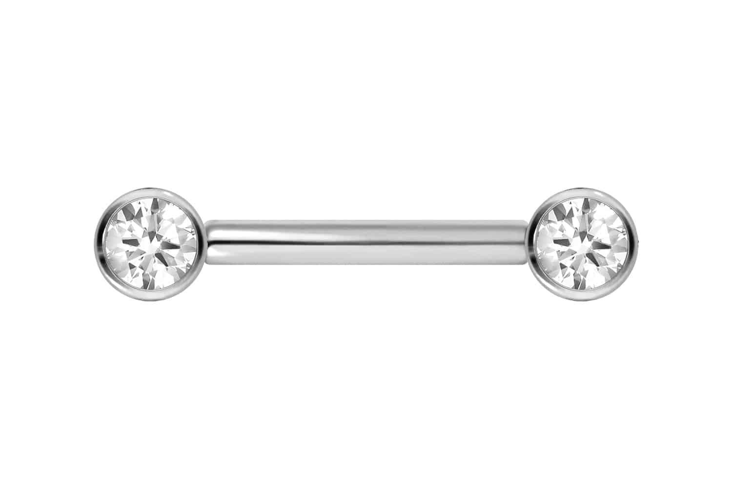 Brustwarzenpiercing Titan Barbell mit Push Fit KRISTALL