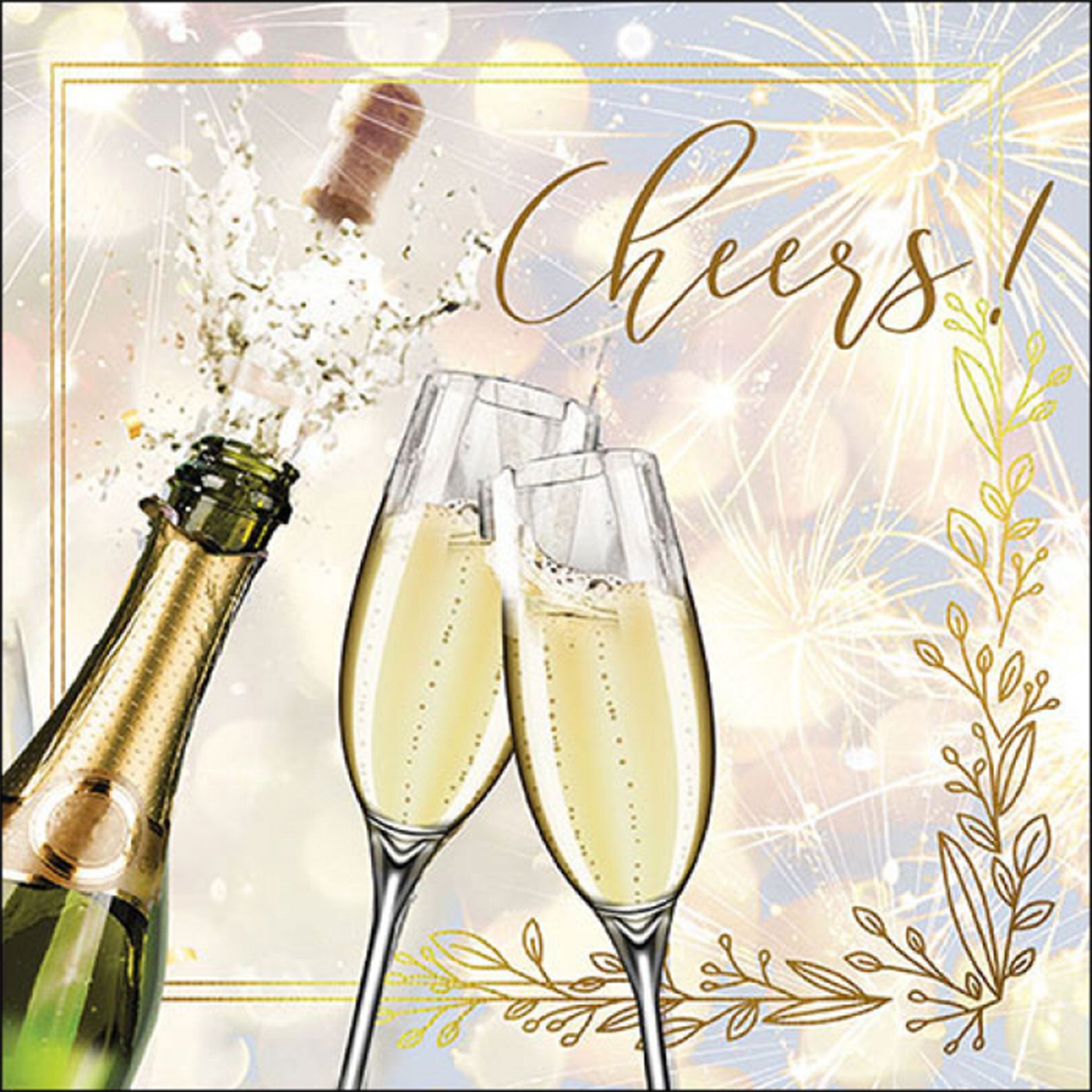 Ambiente Luxury Paper Products Papierserviette, Салфетки Papier 33x33cm 3-lag. mit Champagner Motiv 20 Stück