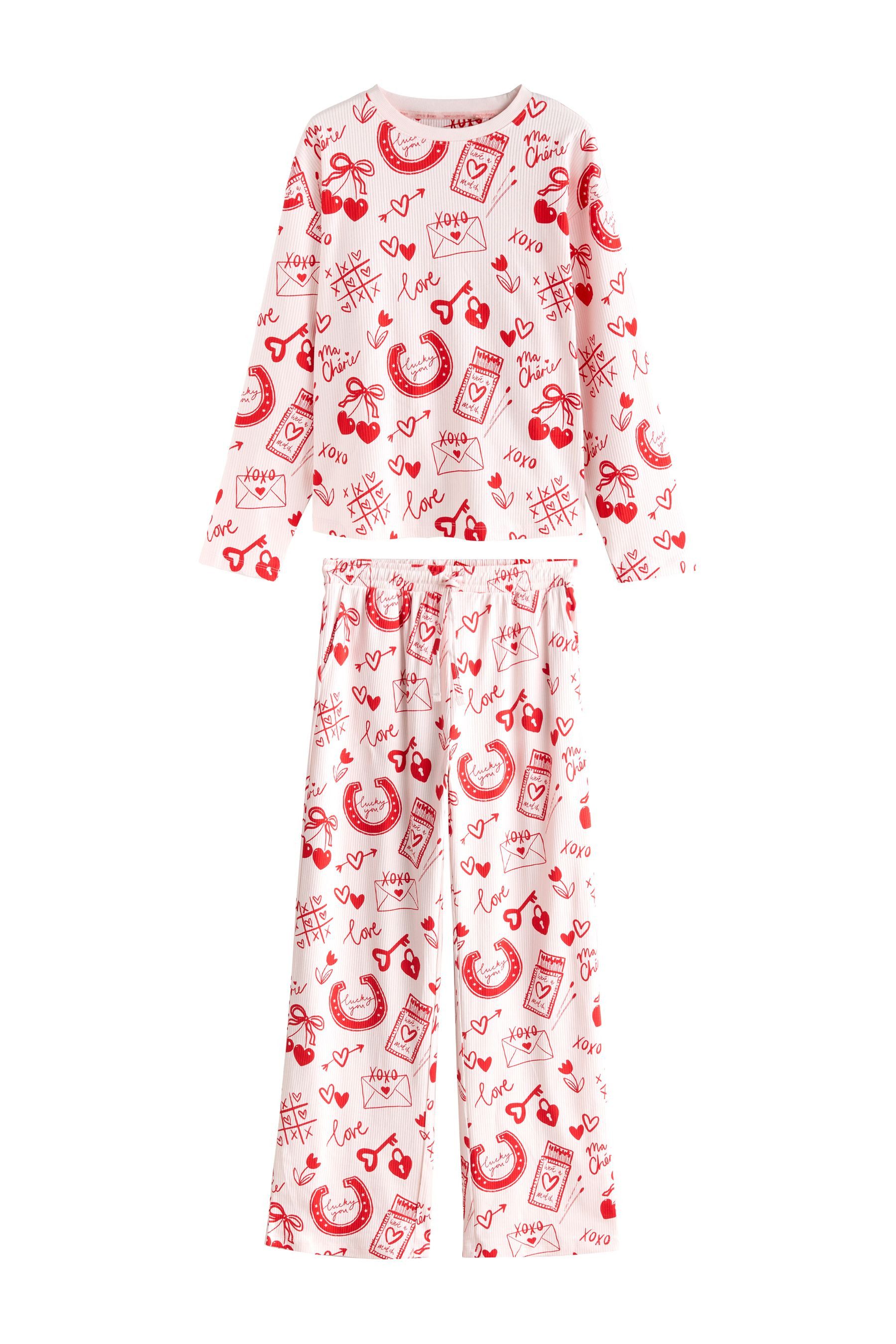 Next Pyjama Gerippter Langarm-Pyjama (2 tlg)