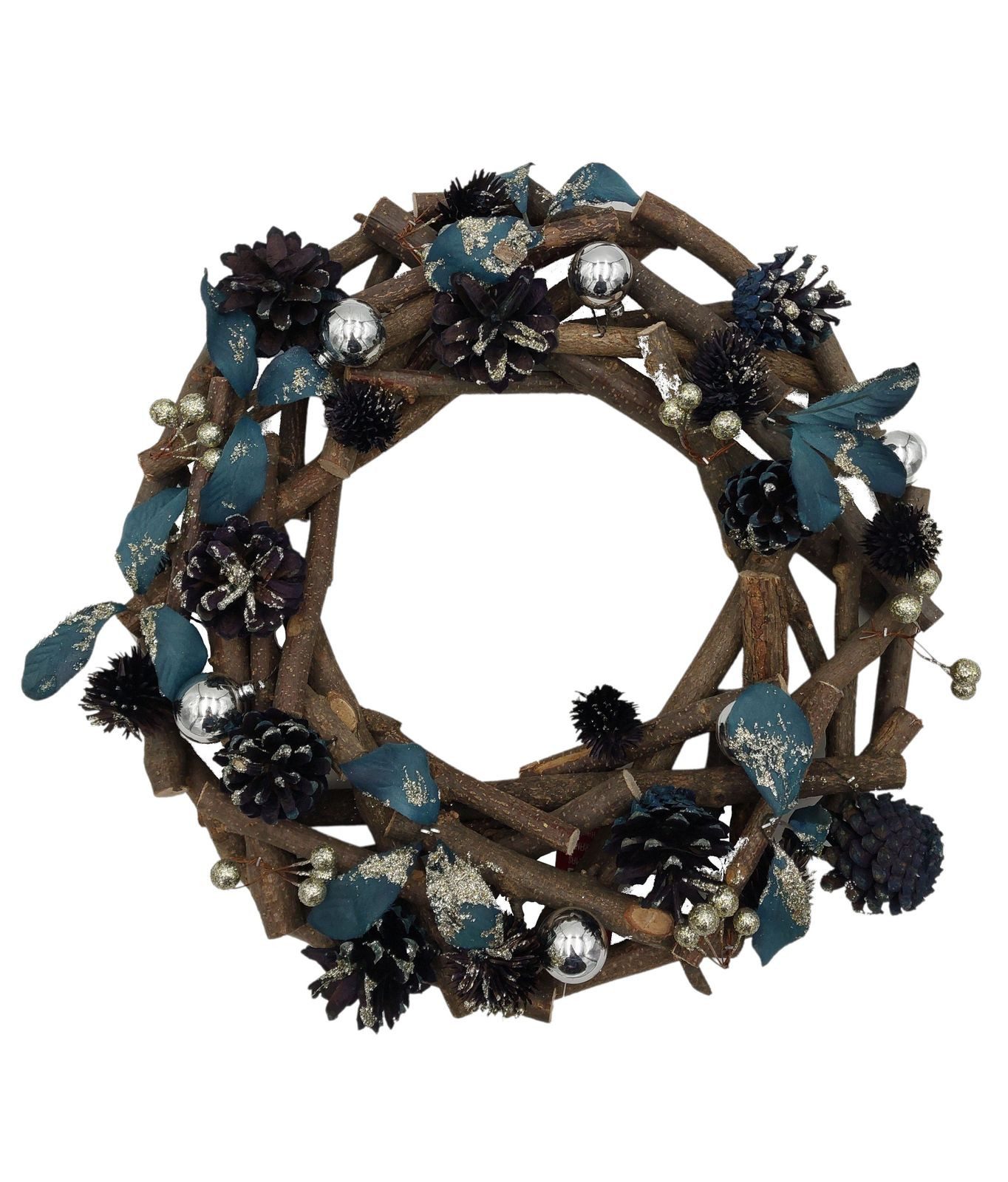 BURI Adventskranz Weihnachts-Dekokranz 34cm dekoriert Dekokranz Weihnachtsdeko Wanddeko