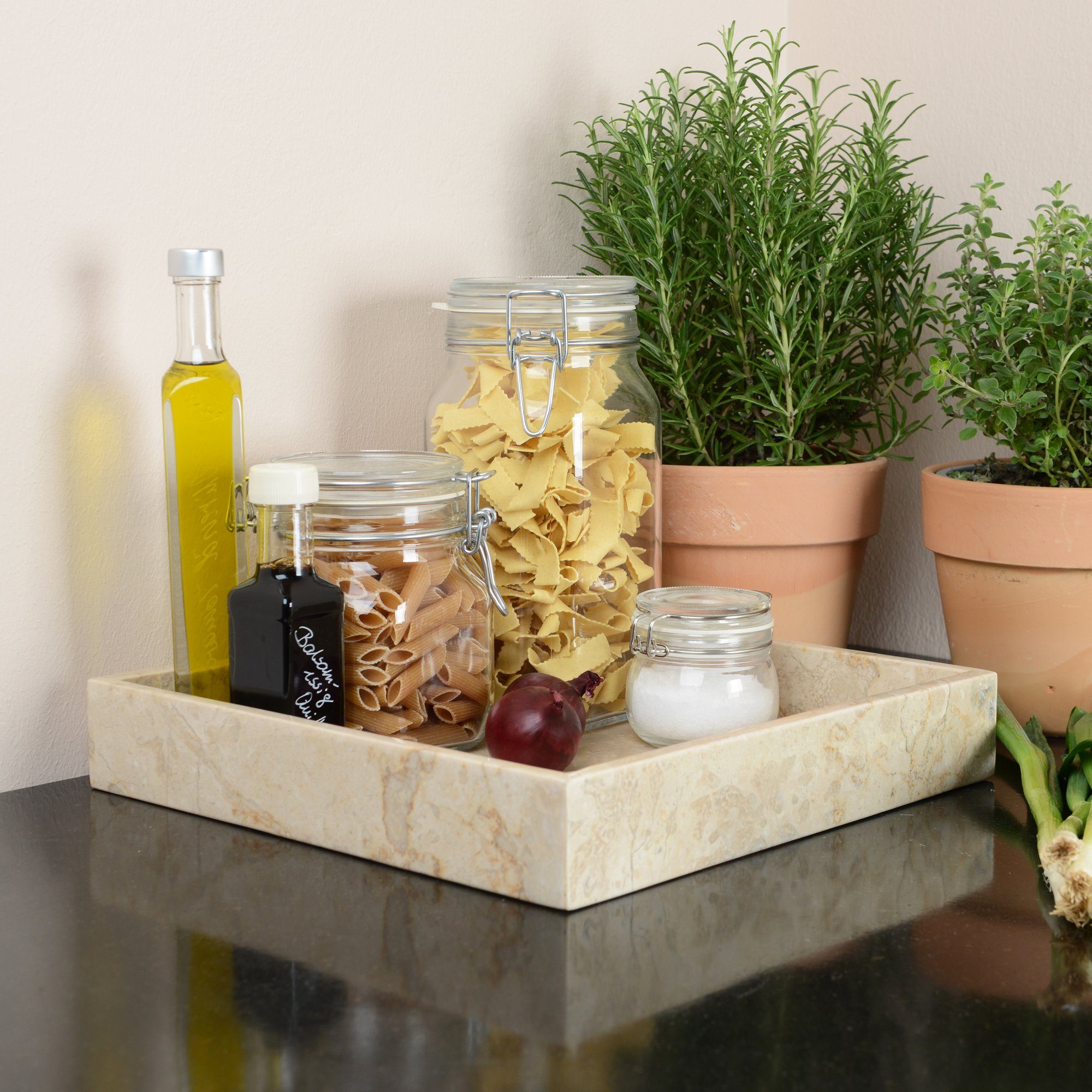 wohnfreuden Dekotablett Marmor Tablett creme quadratisch 30 cm, 32999 günstig online kaufen