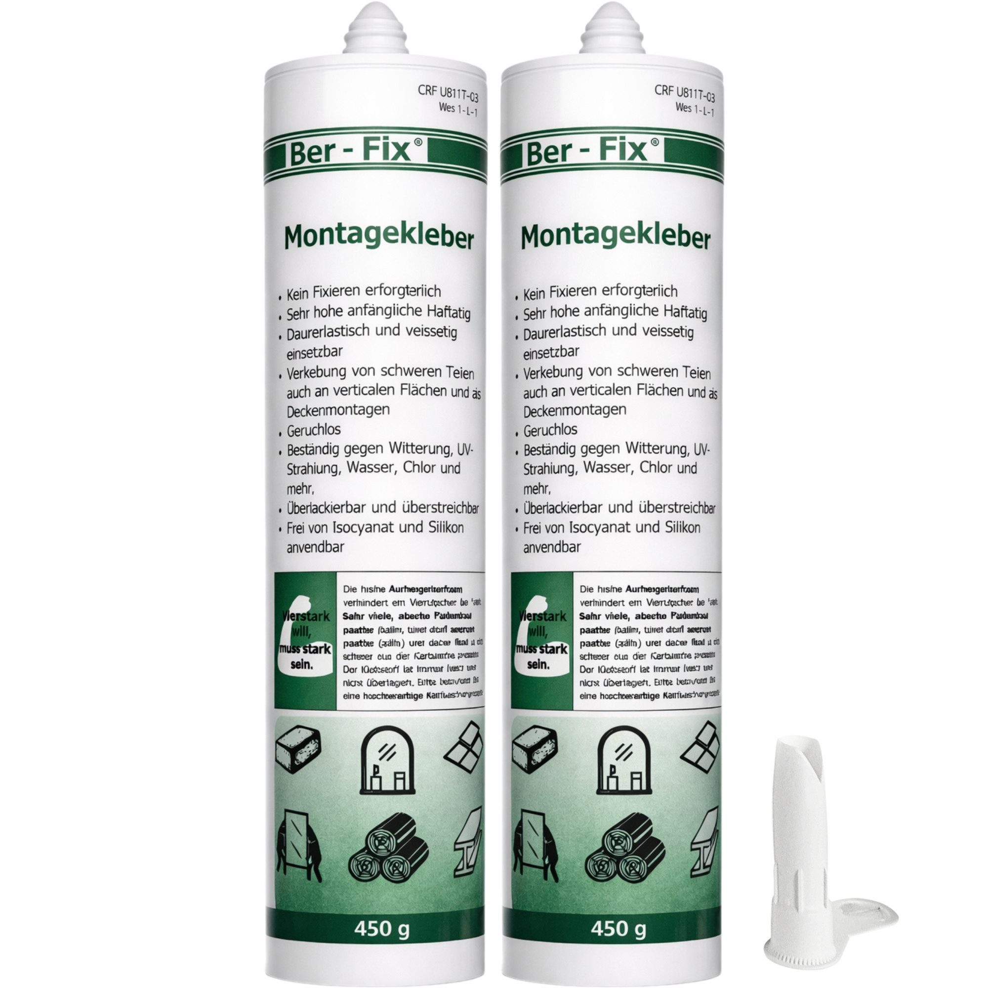 Ber-Fix Montagekleber BF3000 Hochleistungs-Hybrid-Polymer, (Packung, 2-tlg), Soforthalt ersetzt Dübel & Schrauben