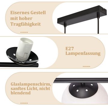 ZMH Pendelleuchte Esstisch Hängeleuchte Glas Hängelampe E27 5-Flammig, ohne Leuchtmittel, Kreative Esstischlampe für Esszimmer Wohnzimmer, Schwarz