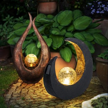 etc-shop Gartenleuchte, LED-Leuchtmittel fest verbaut, 2x LED Solar Außen Lampen bronze Glas Kugel Garten Weg Boden Mond