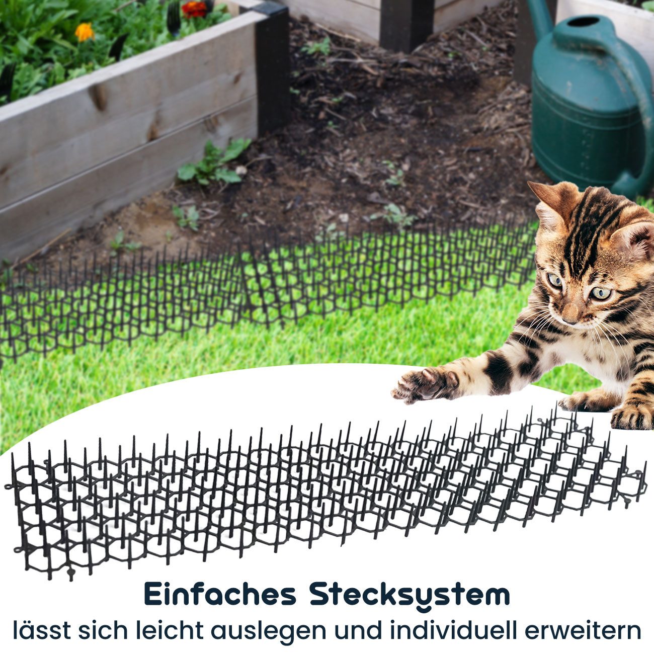 Casativo Tierabwehr-Attrappe Dornen-Gitter mit Spikes zur Tierabwehr, (12-St), gegen Katzen, Hunde, Marder, Schnecken