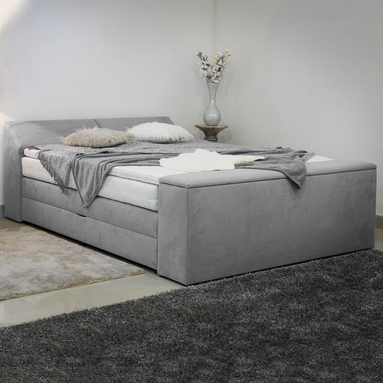 PAARA Boxspringbett Dubai mit Bettkasten Kopfteil Fußteil Stauraum, inkl. Matratze und Topper, mit einzigartigem Belüftungssystem