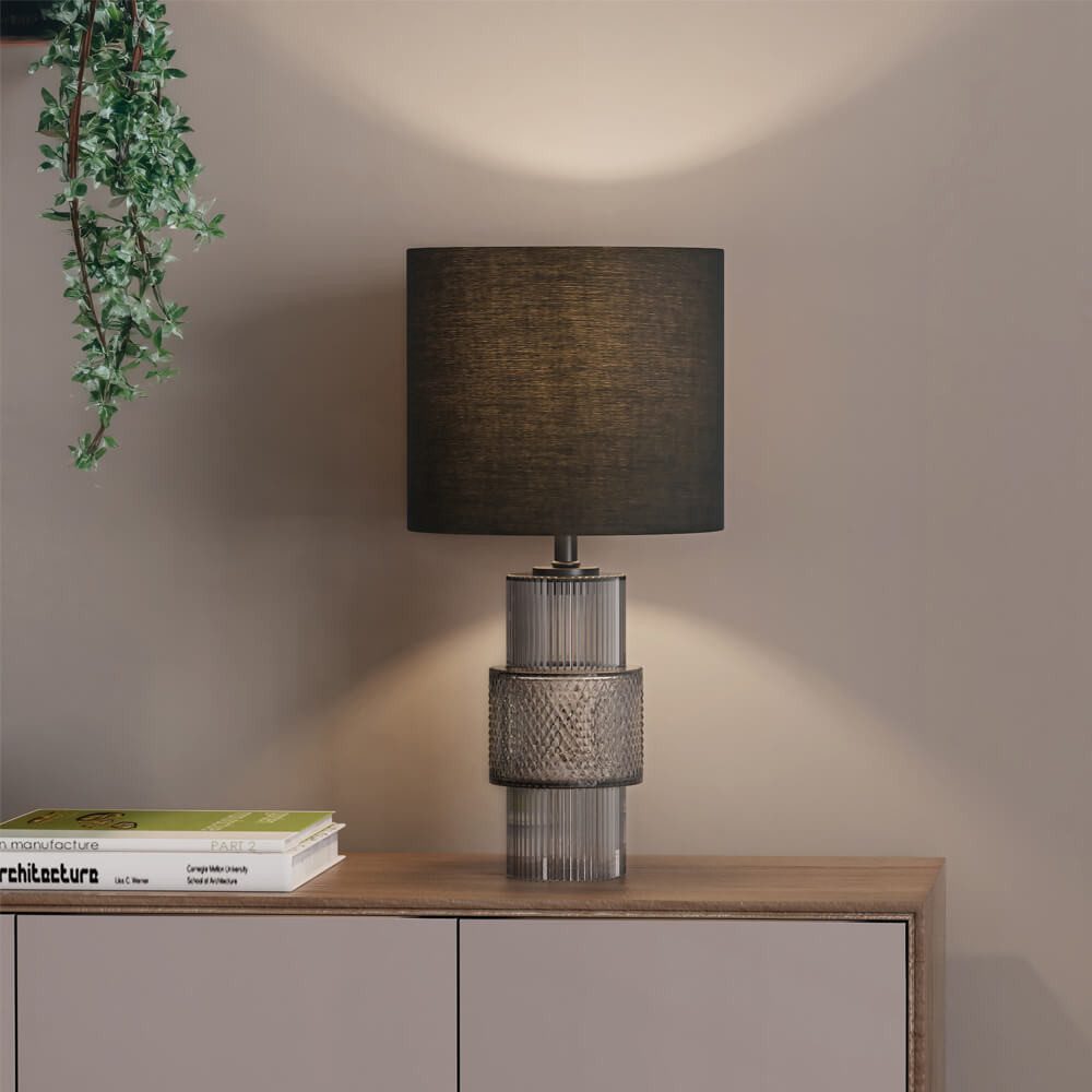 HOME DELUXE Tischleuchte Leuchte aus Glas YUKI - 12,7 x 12,7 x 27,9 cm, Schreibtischlampe, Leuchten, Tischlampe