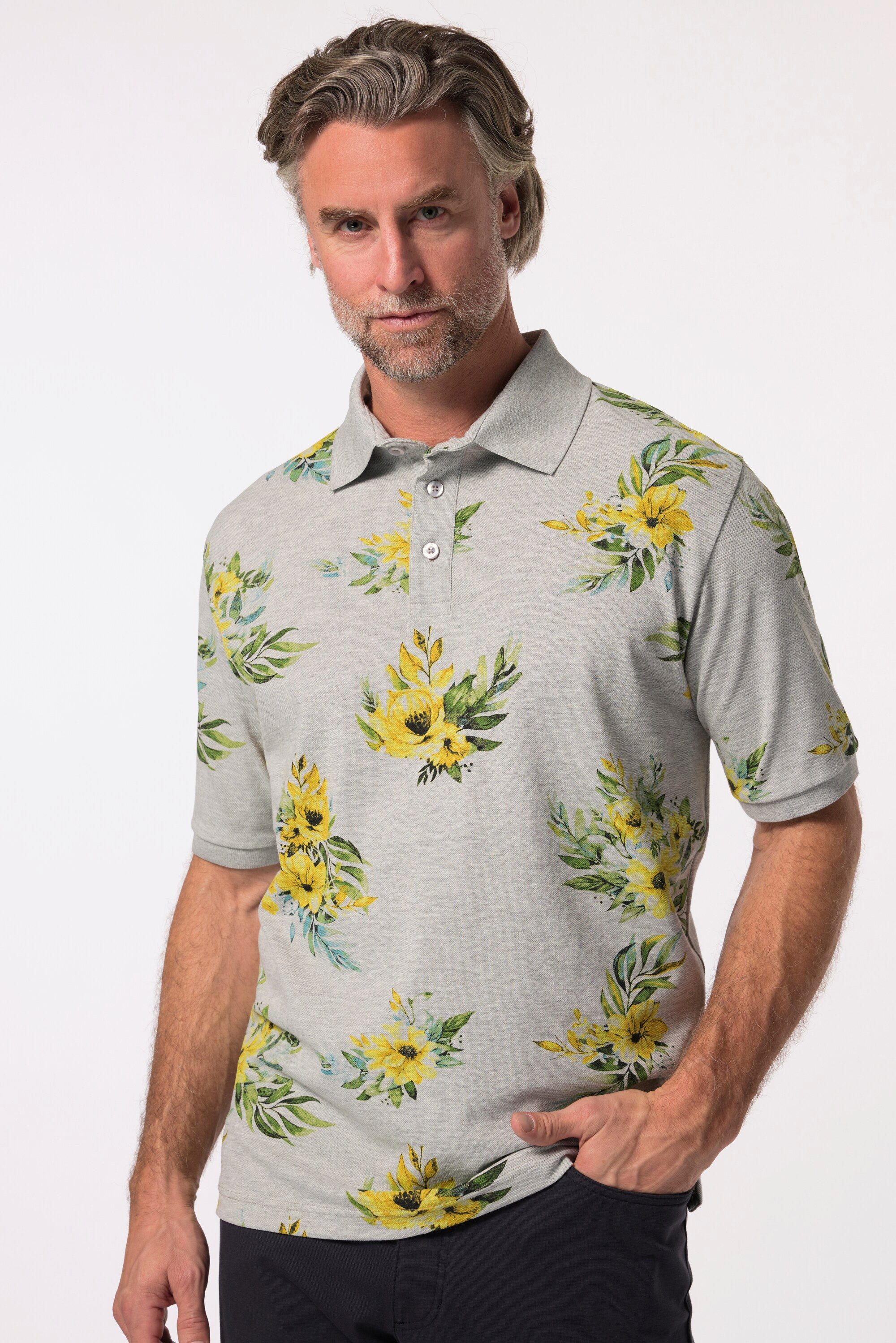 Boston Park Poloshirt Poloshirt Halbarm Piqué Alloverprint