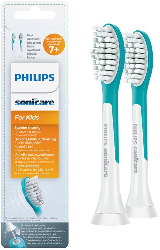 Philips Sonicare Aufsteckbürsten Standard-Bürstenköpfe for Kids HX6042/33, mit Schalltechnologie, kompatibel mit allen Sonicare-Zahnbürsten