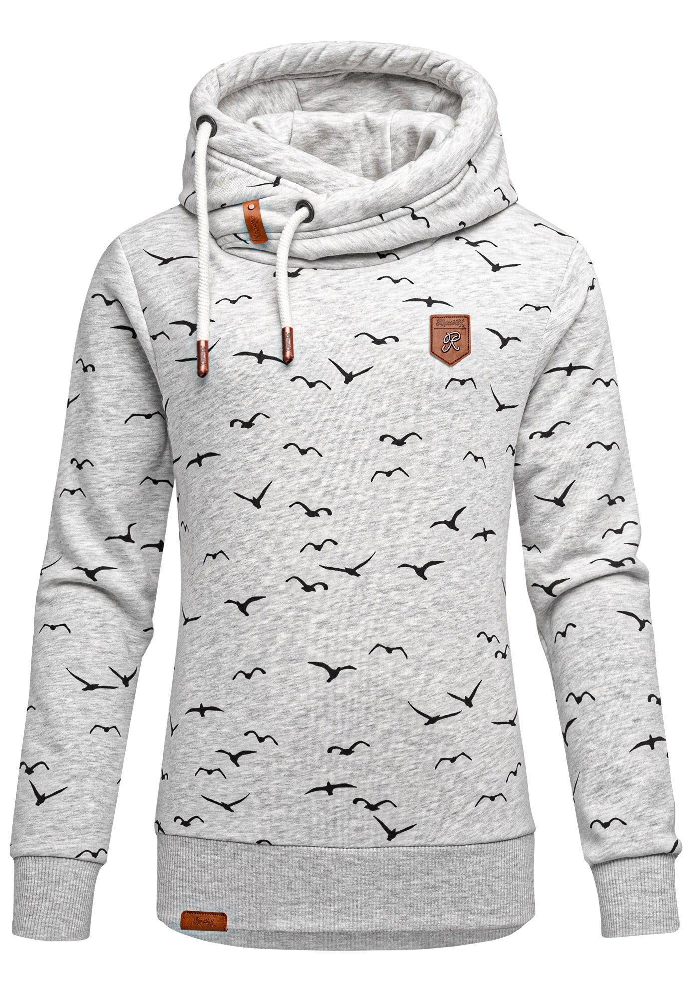 REPUBLIX Kapuzenpullover HARVA Damen Kapuzenpullover Print Sweatjacke Pullover Hoodie Hellgrau