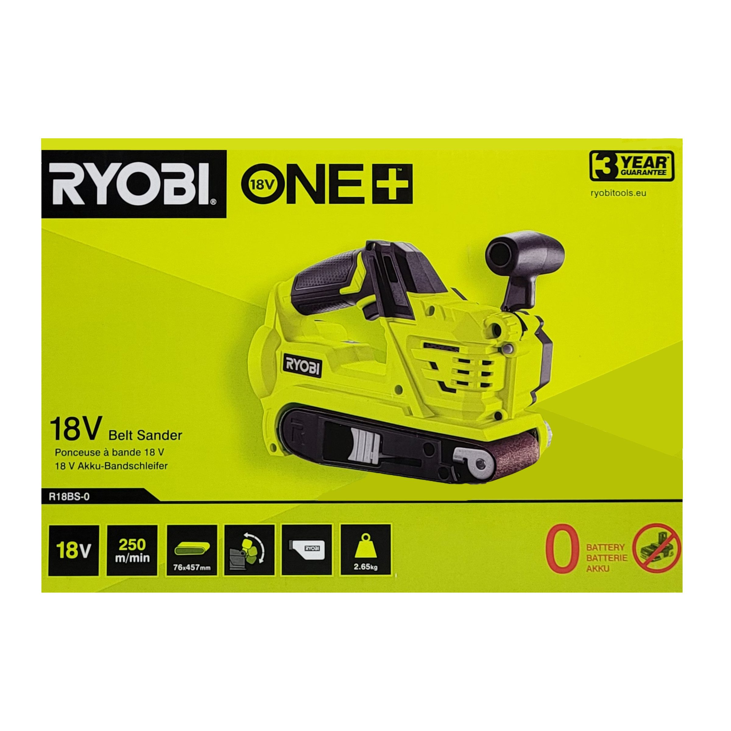 RYOBI Akku-Bandschleifer Ryobi R18BS-0 – 18V ONE+ Bandschleifer 76x457mm, (1 tlg)