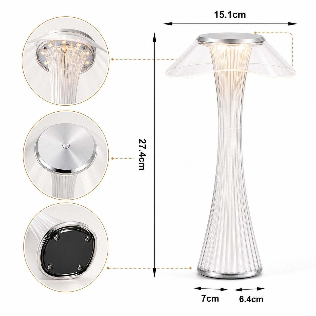 Nettlife LED Nachttischlampe Dimmbar Modern USB mit 3 Helligkeitsstufen Tischleuchte Tischlampe, Dimmbar, LED fest integriert, Naturweiß, Kaltweiß, Warmweiß, für Schlafzimmer, Büro, Wohnzimmer, Arbeitszimmer